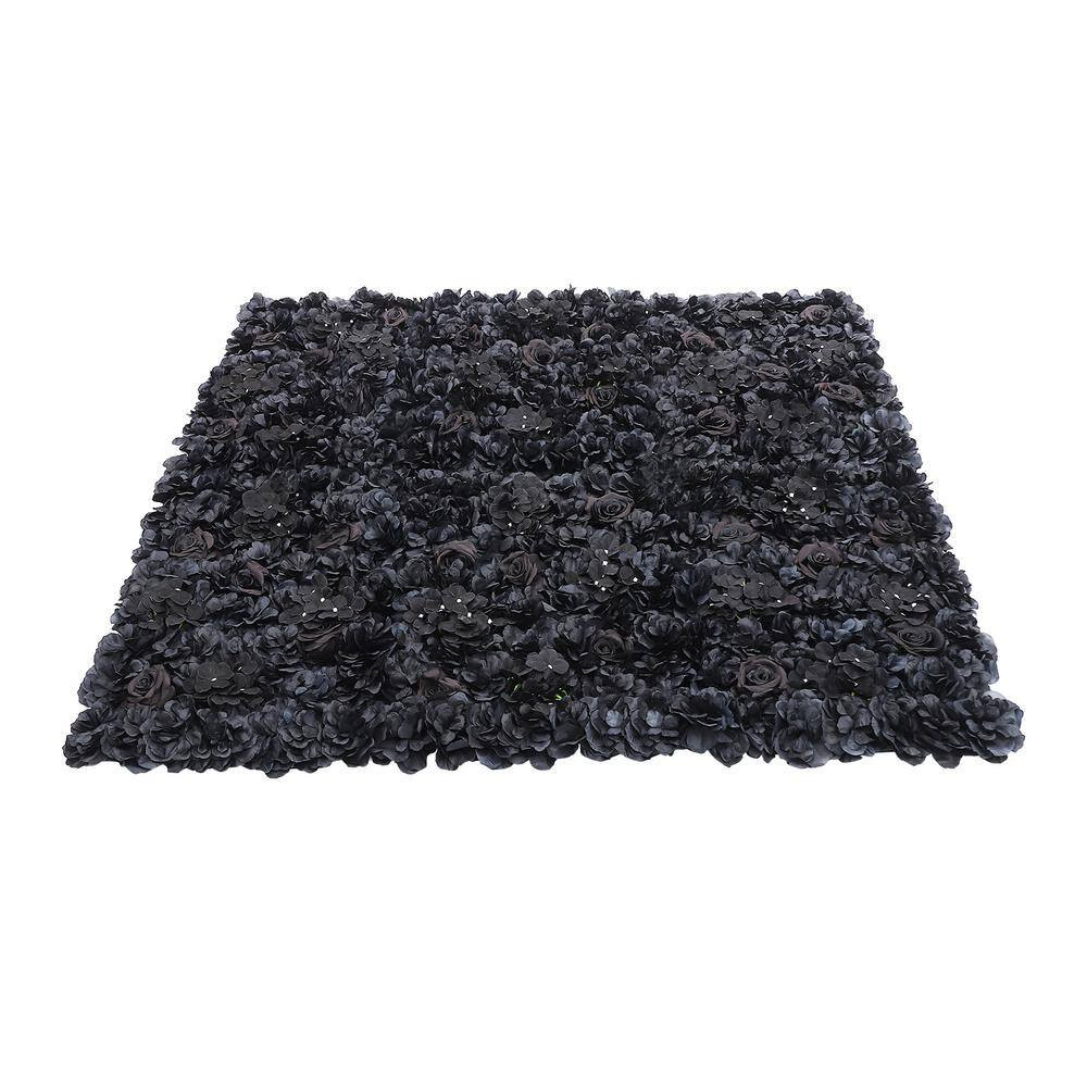 12-Pieces 23.62 In.X15.75 In. Black Artificial Flower Wall Panel Artificial Dahl