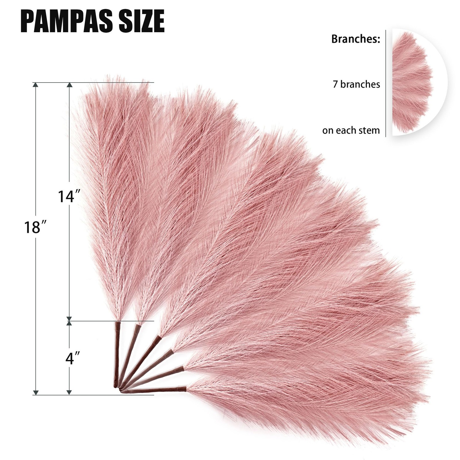 6 PCS Faux Pampas Grass Arrangement – 18″/45cm Artificial Fluffy Pompous Gras…