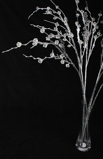 Set of 6 Silver 31″ Stems Accented with Clear Acrylic Beads