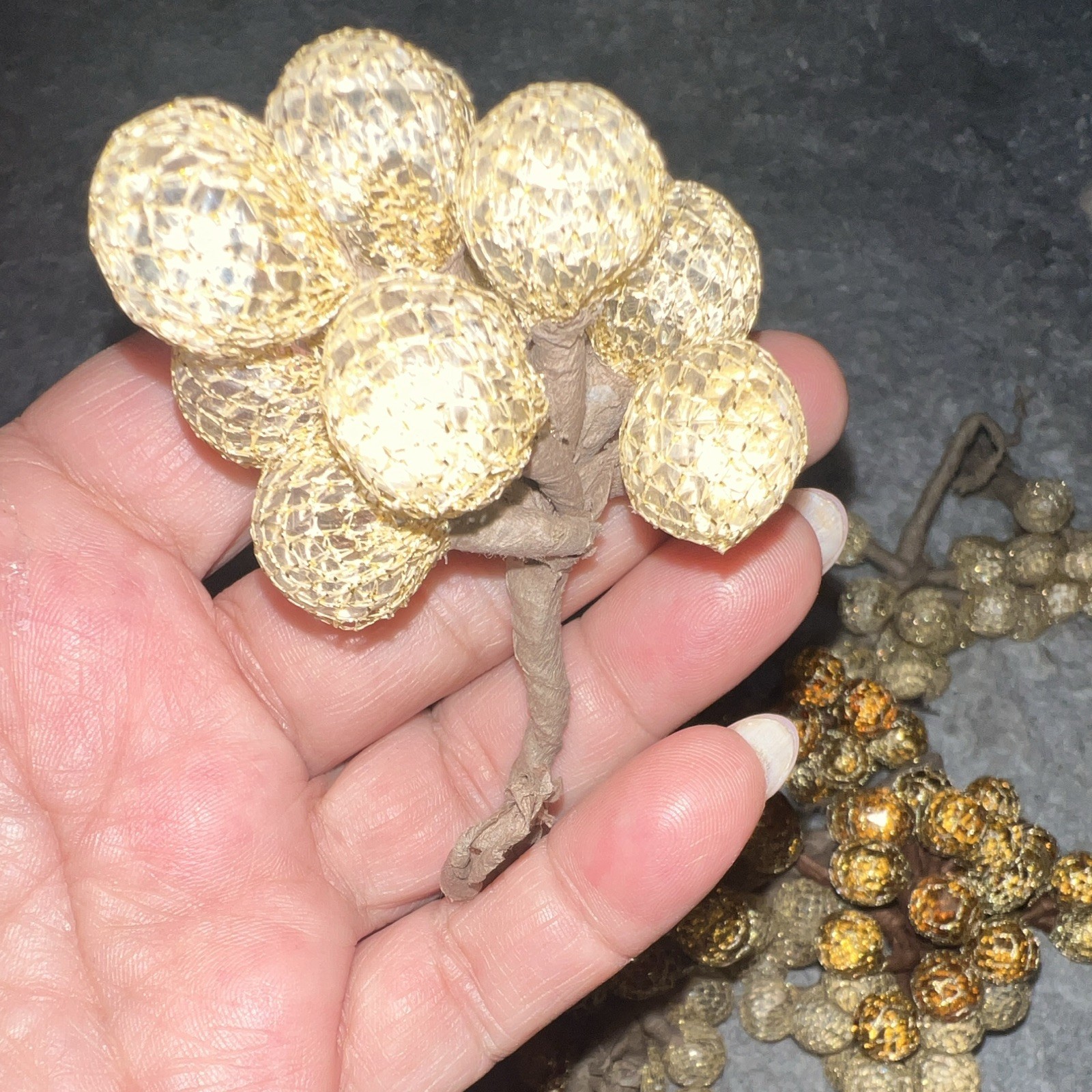 Artificial Gold & Beige Faux Berry Floral Picks Twig & Stem Flower Stems