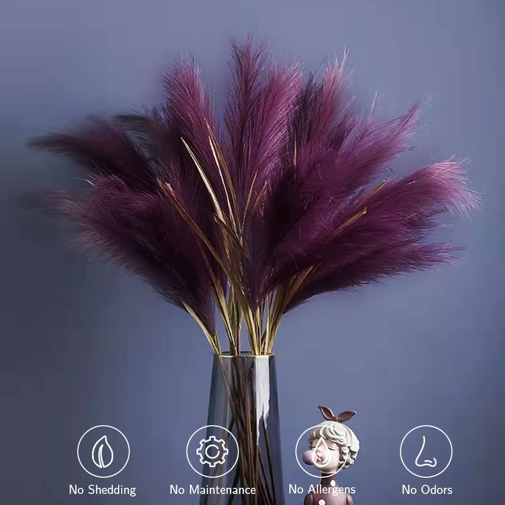Purple Pampas Grass Decor Tall-Faux PampasGrass Small 30″-5 Stems Dried Pampa…