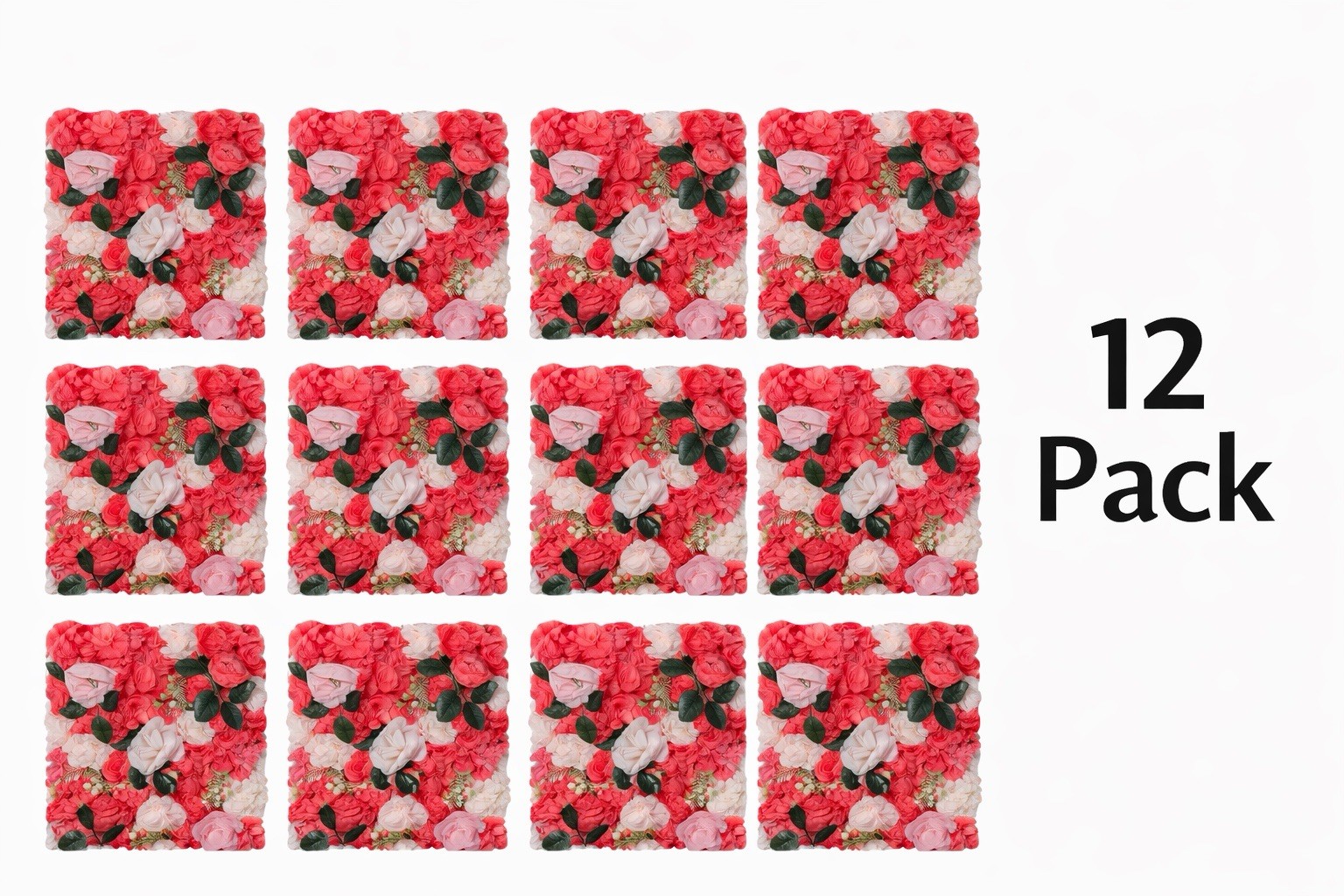 12PCS 3D Silk Rose Flower Wall Panels Wedding Party Backdrop Decor 24×16
