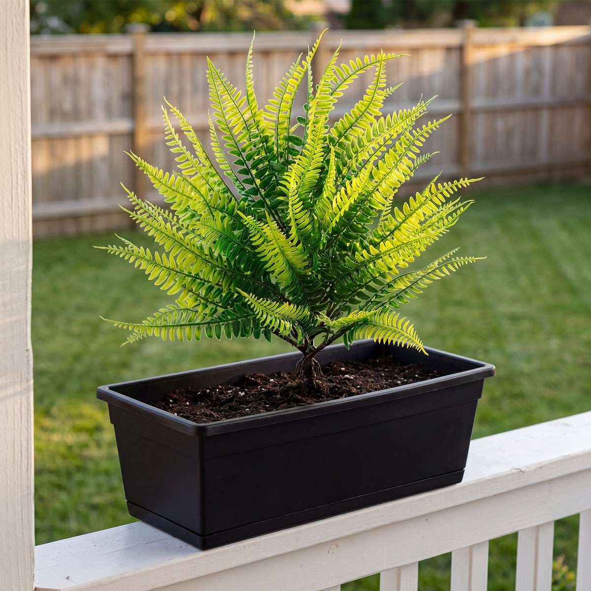 UV Resistant Artificial Fern Stake Fake Boston Fern Garden Patio Outdoor Decor