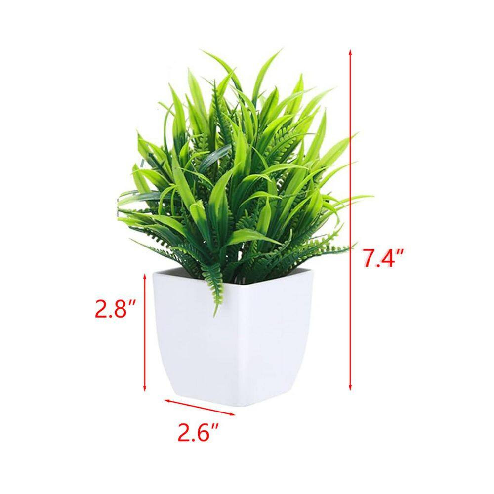 Fake Plants in White Pot Garden Statue, 4-Pack