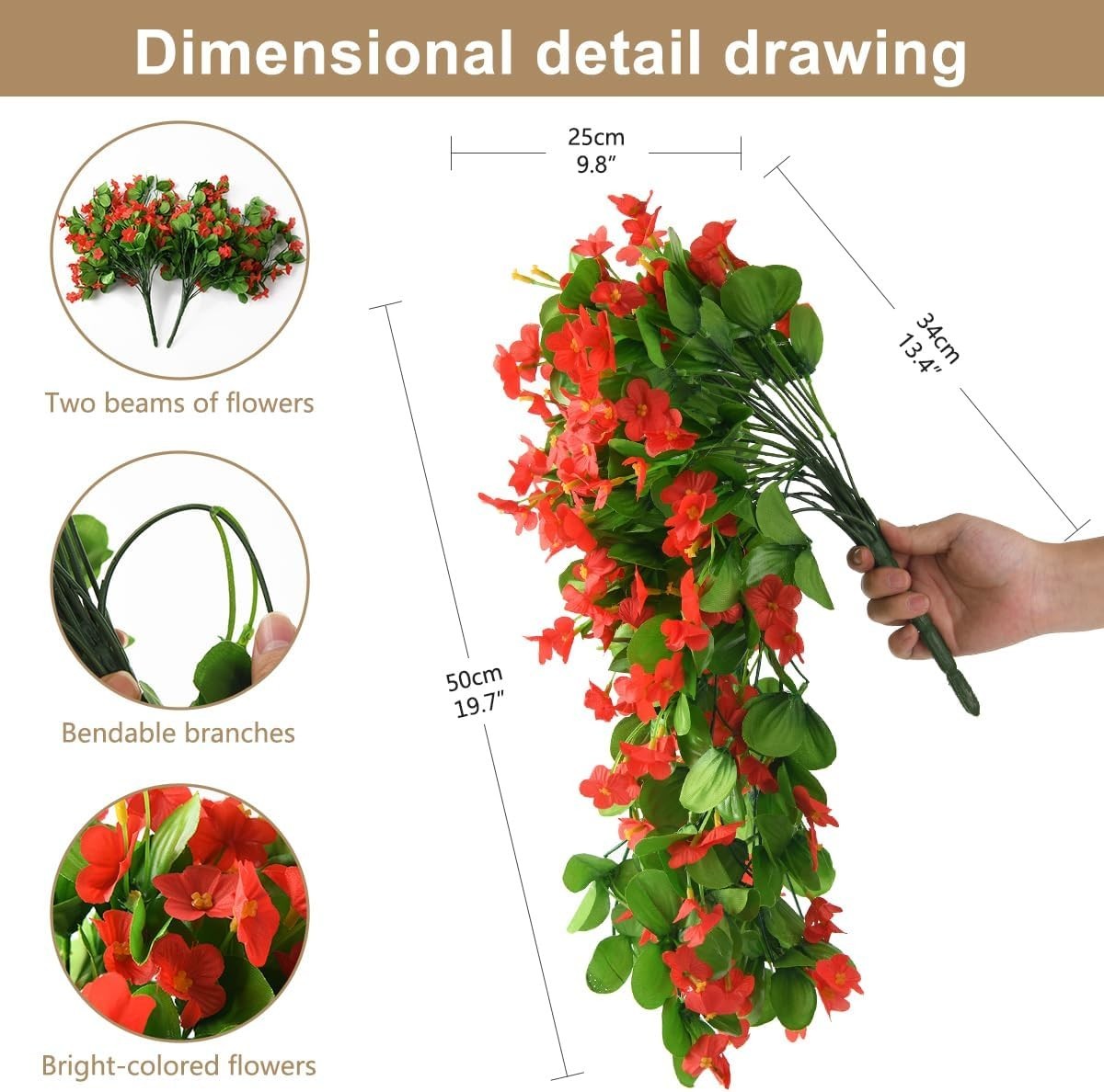 Hanging Flowers Decoration – Indoor Outdoor UV Resistant