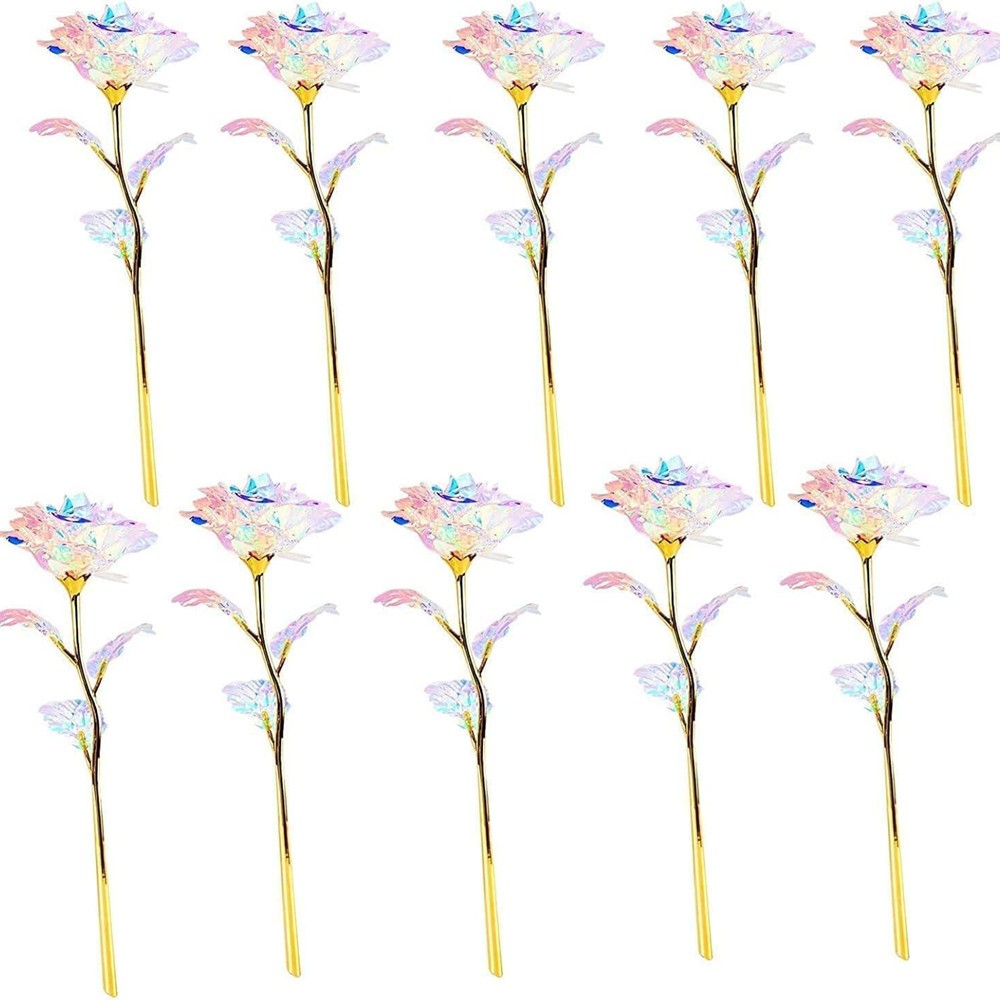 5/10Pcs Rainbow Gold Foil Roses Artificial Forever Flowers Mother’s Day Gift