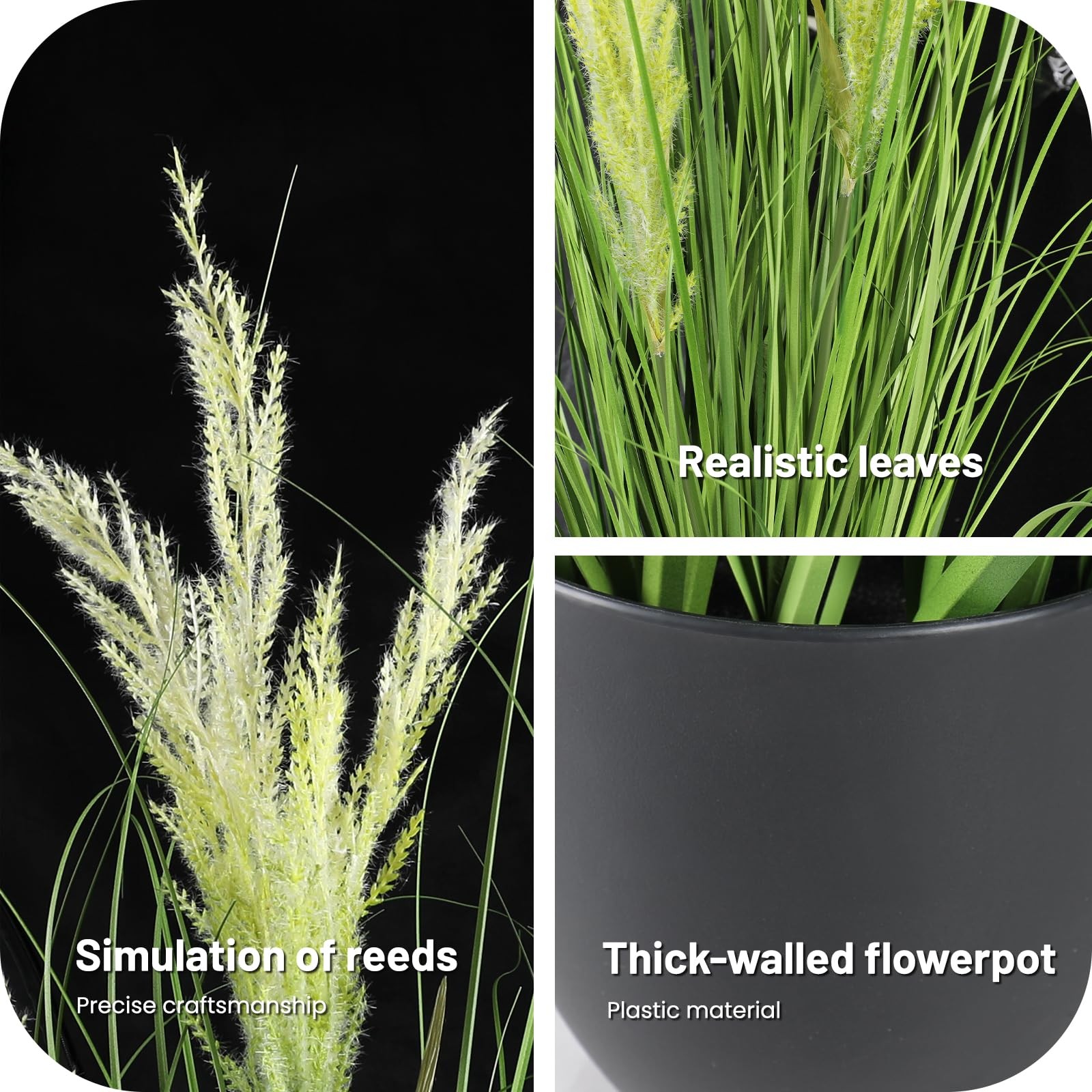 3ft Artificial Plants Onion Grass, 35 in Fake Shrubs Wheat Grass in Pot, for …
