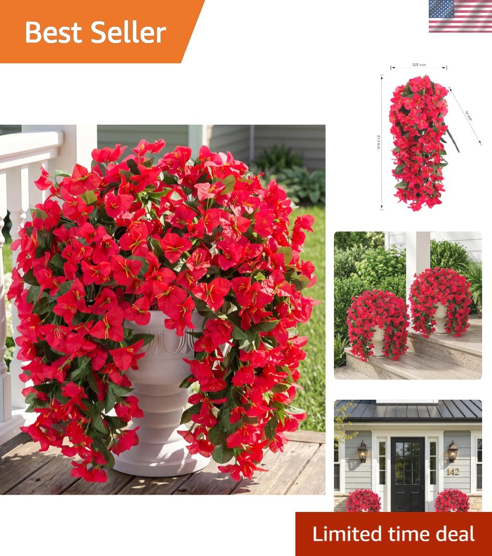 2 Bundles of Faux Bougainvillea for Low-Maintenance Outdoor Decor – UV Resistant
