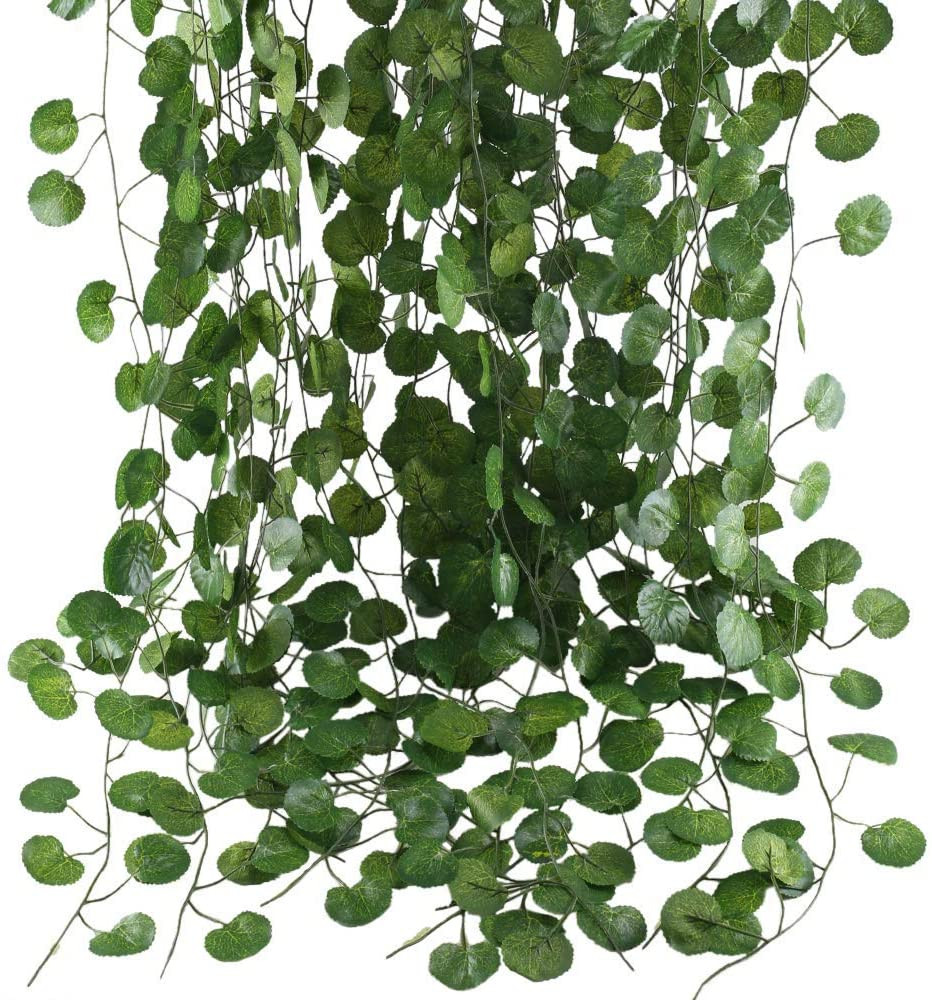 12 Pack 84Ft Artificial Hanging Vines Faux Silk Green Leaf Garlands for Decor