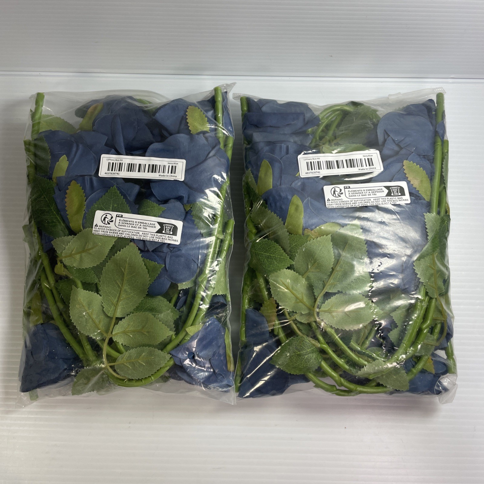 24 pcs Blue Roses Artificial Flowers Fake Navy Blue Silk Roses Navy Faux Silk Ro
