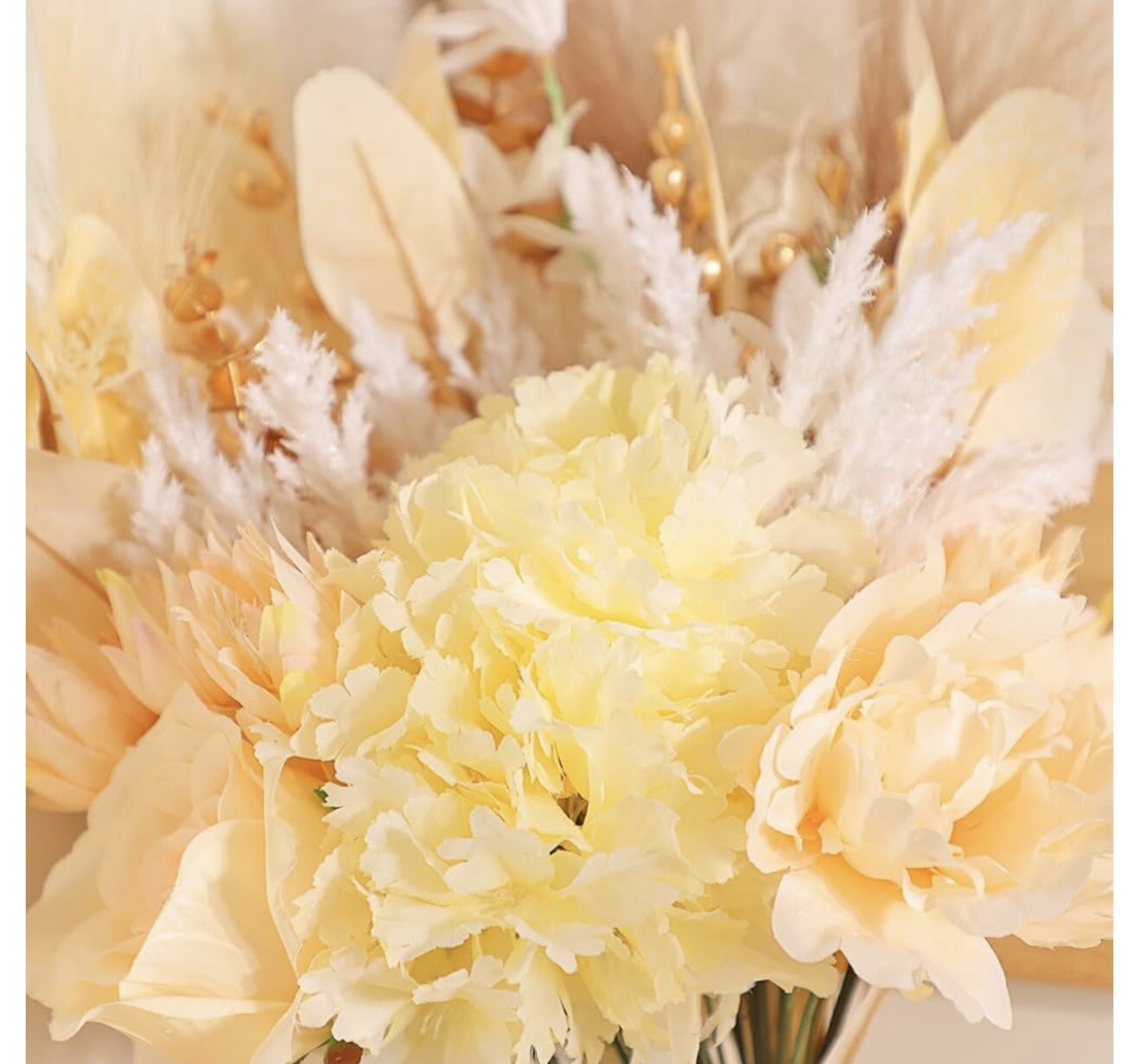 Artificial Champagne Floral Set for Wedding Bouquet, Table Centerpiece (T-15)