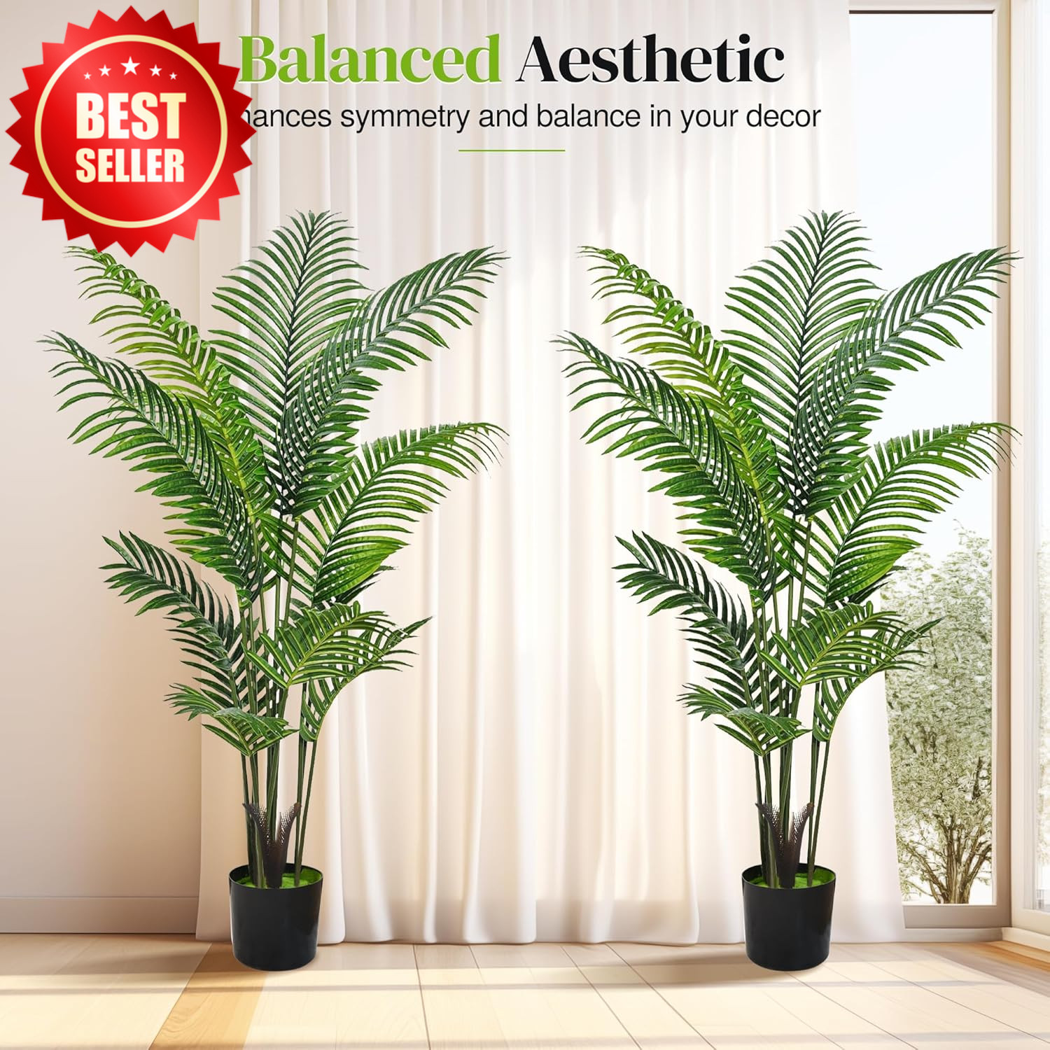 2 Pack 5FT Artificial Palm Tree Indoor Outdoor Floor Plant Decor US