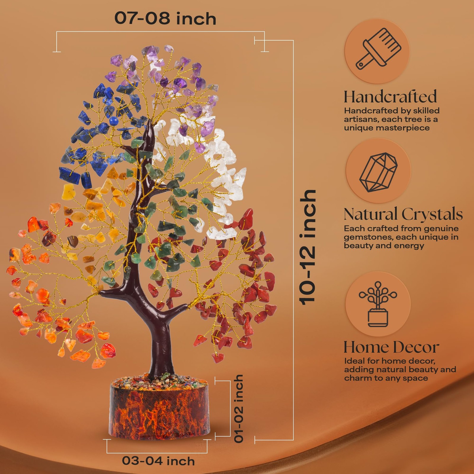 Seven Chakra Gemstone Tree With Chakra Pendant, Crystal Tree, Fake Plants Hom…