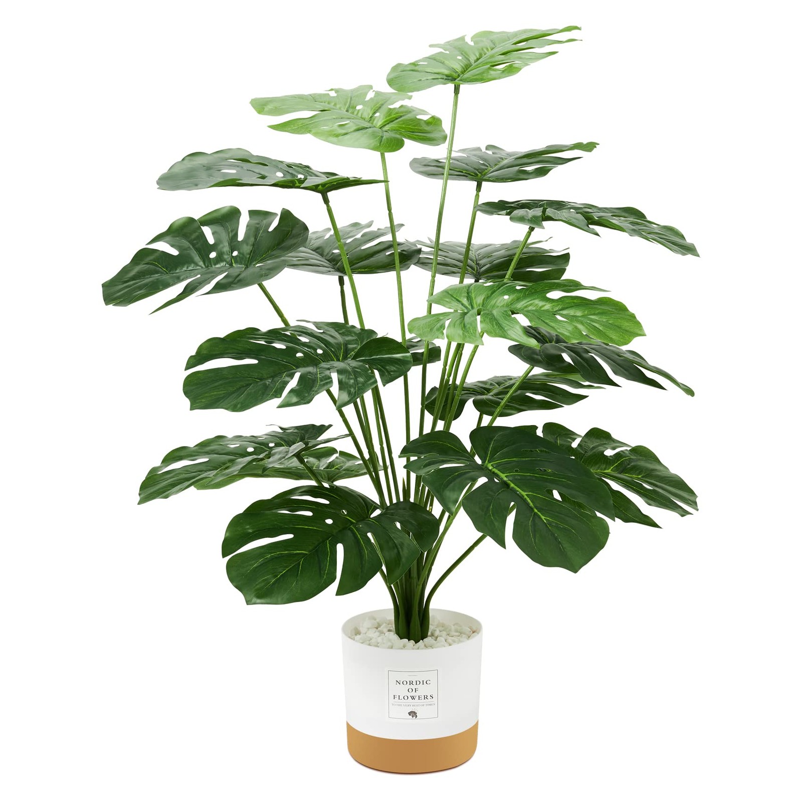26″ Fake Plants Large, Tropical Palm Tree Artificial Monstera Faux Plant Tree…