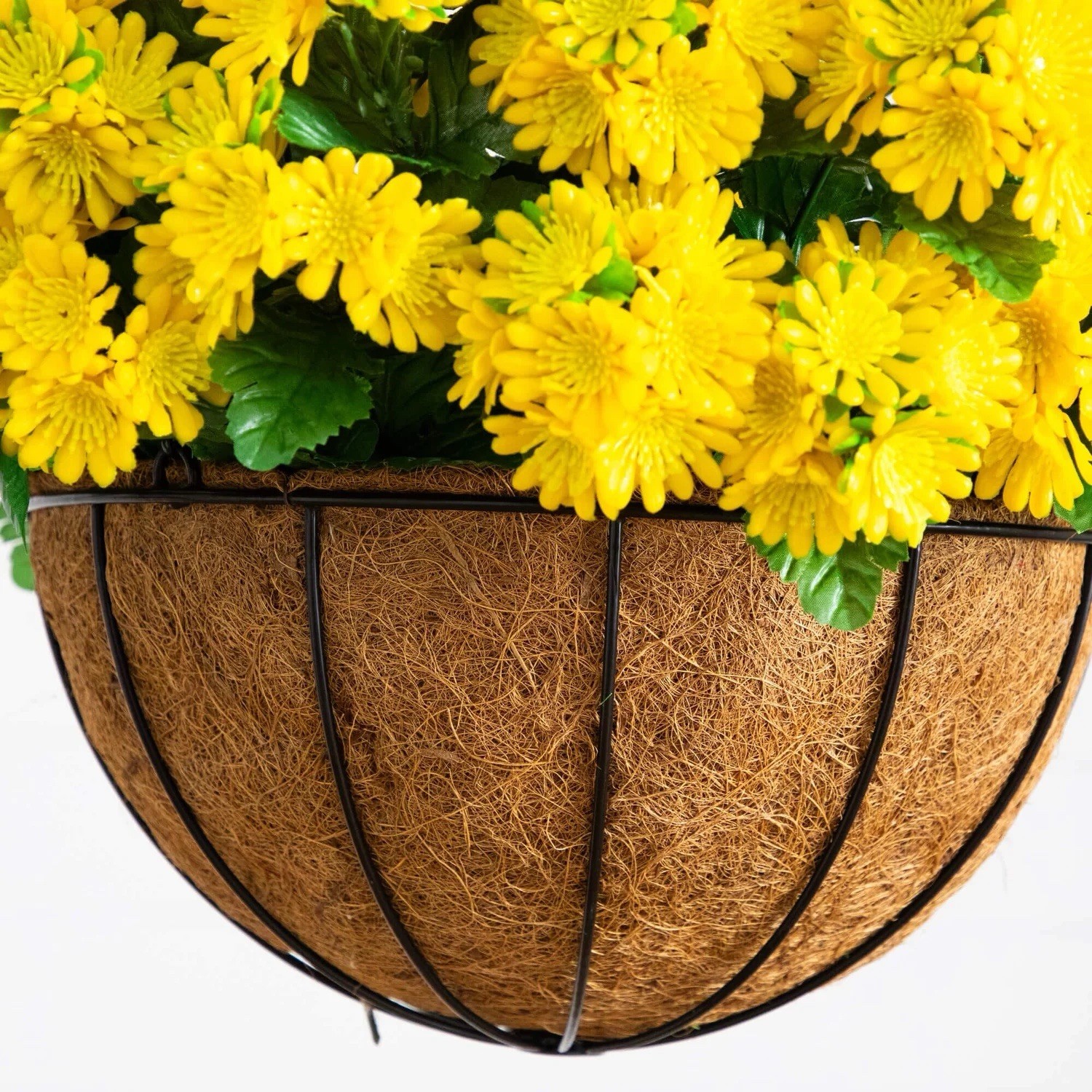 24” UV Resistant Artificial Chrysanthemum Hanging Basket Indoor/Outdoor