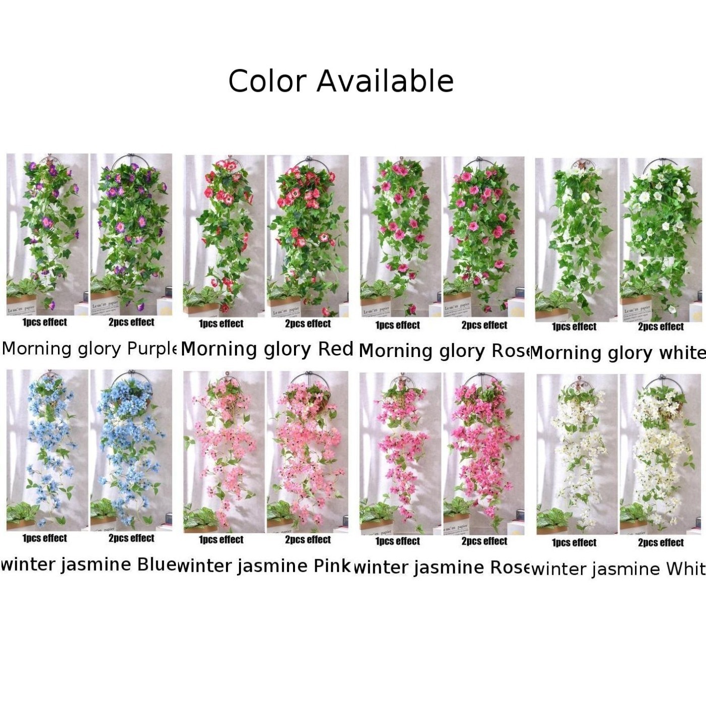 1PCS Artificial Fake Hanging Silk Plastic Flowers Vine Plant Garden Decoration