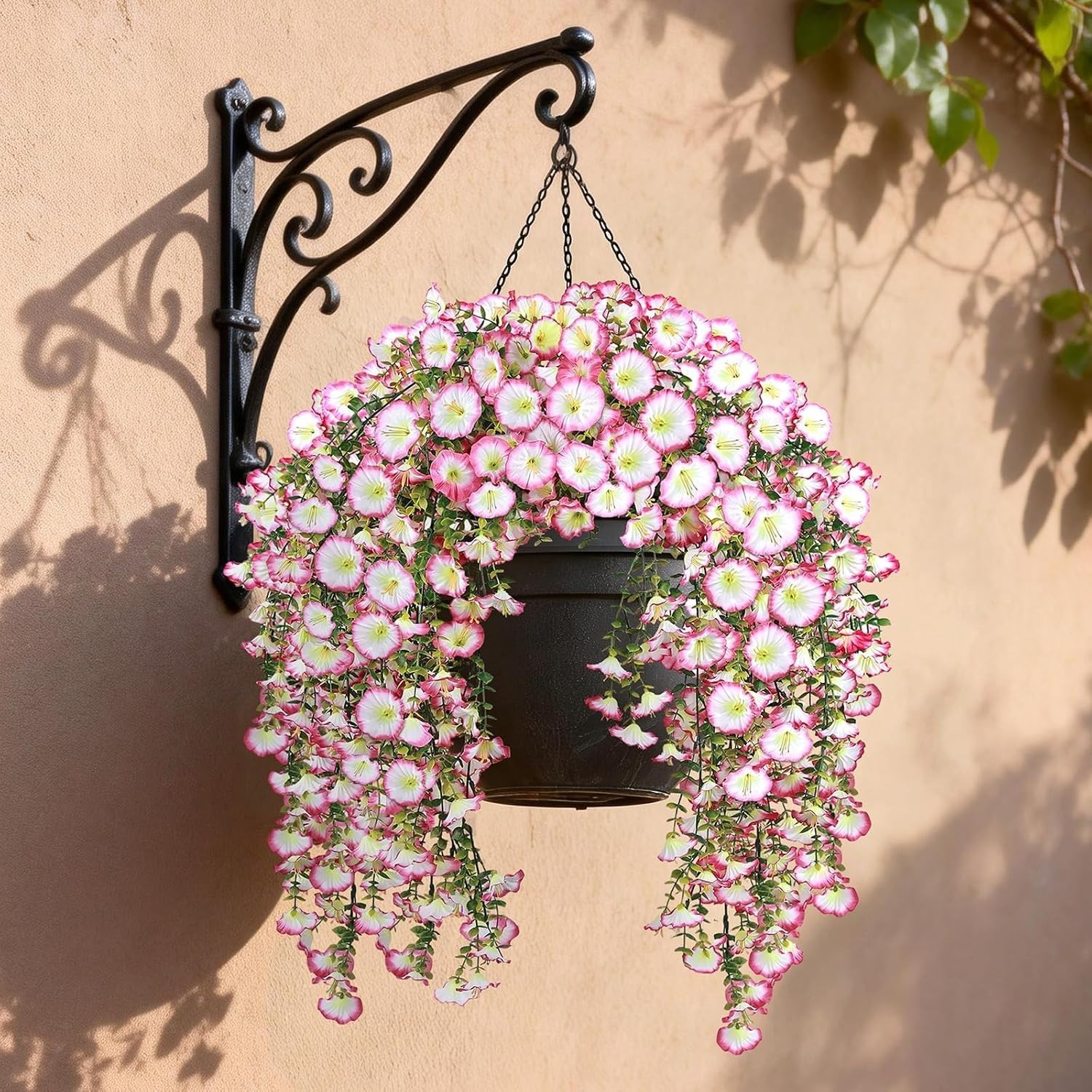 Artificial Hanging Flowers for Outdoors, 2 PCS 300 Blooms UV Resistant Mornin…