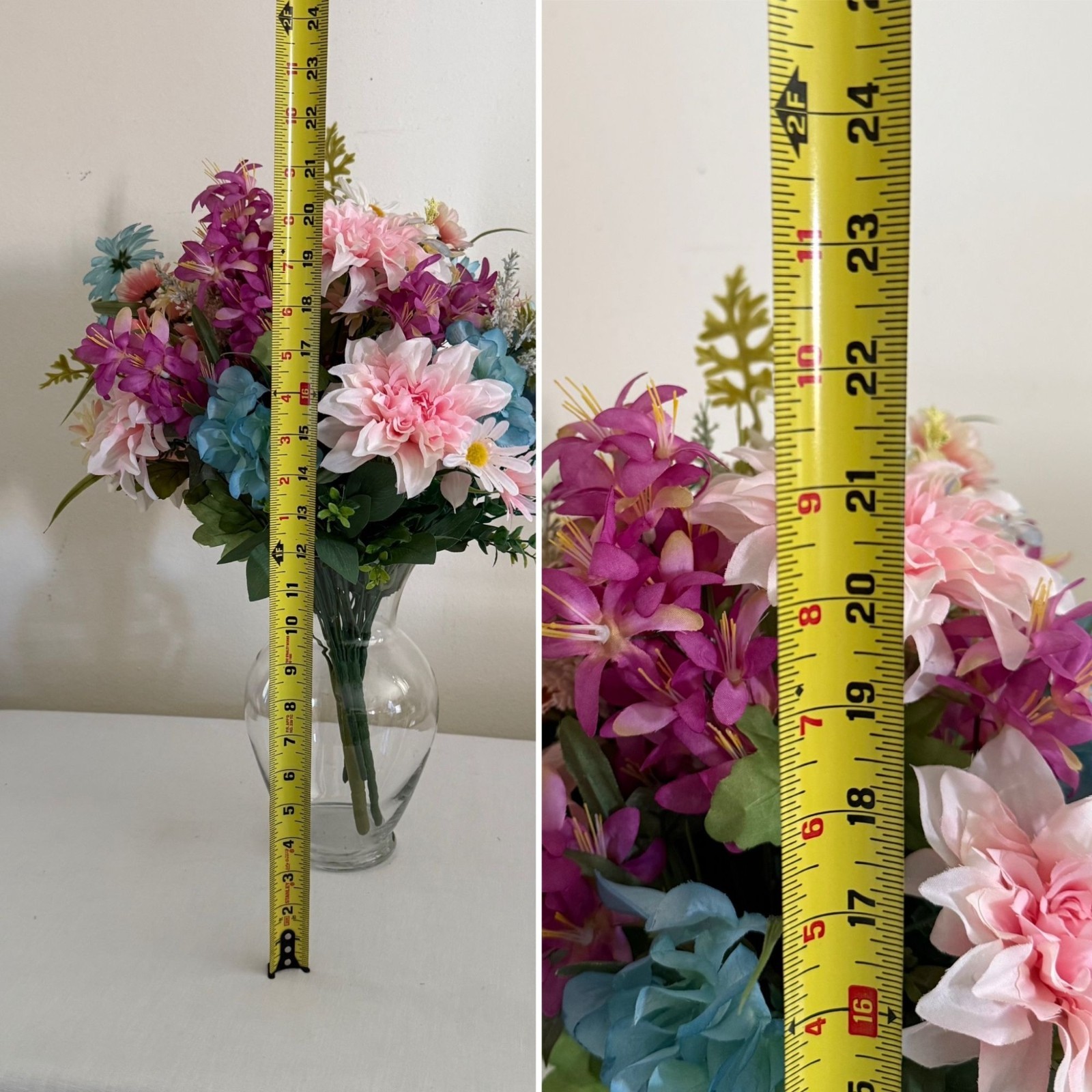 Large Silk Flower Arrangement from Upcycled Mixed Florals Hand Painted Details