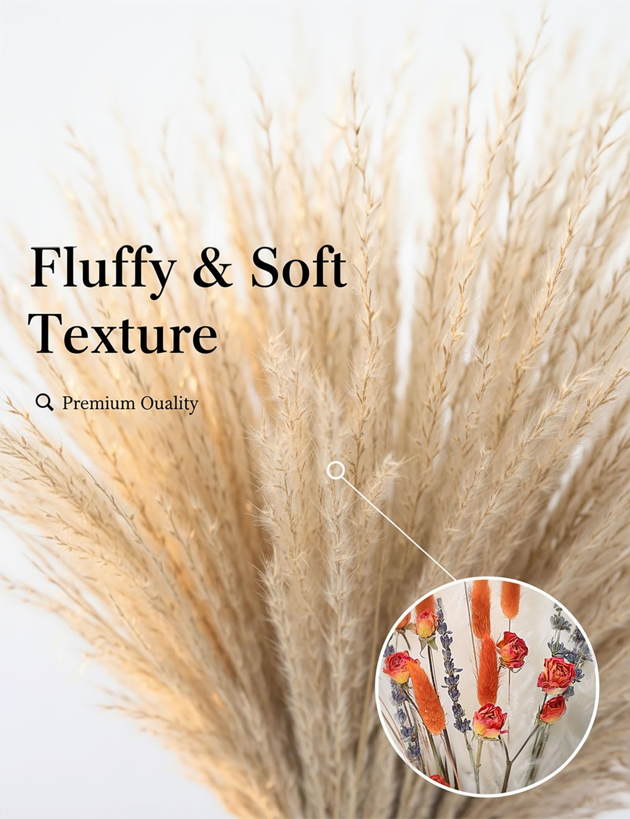 Pampas Grass Bouquet with Autumn Roses and Eucalyptus Leaves, 92 Pieces, for …