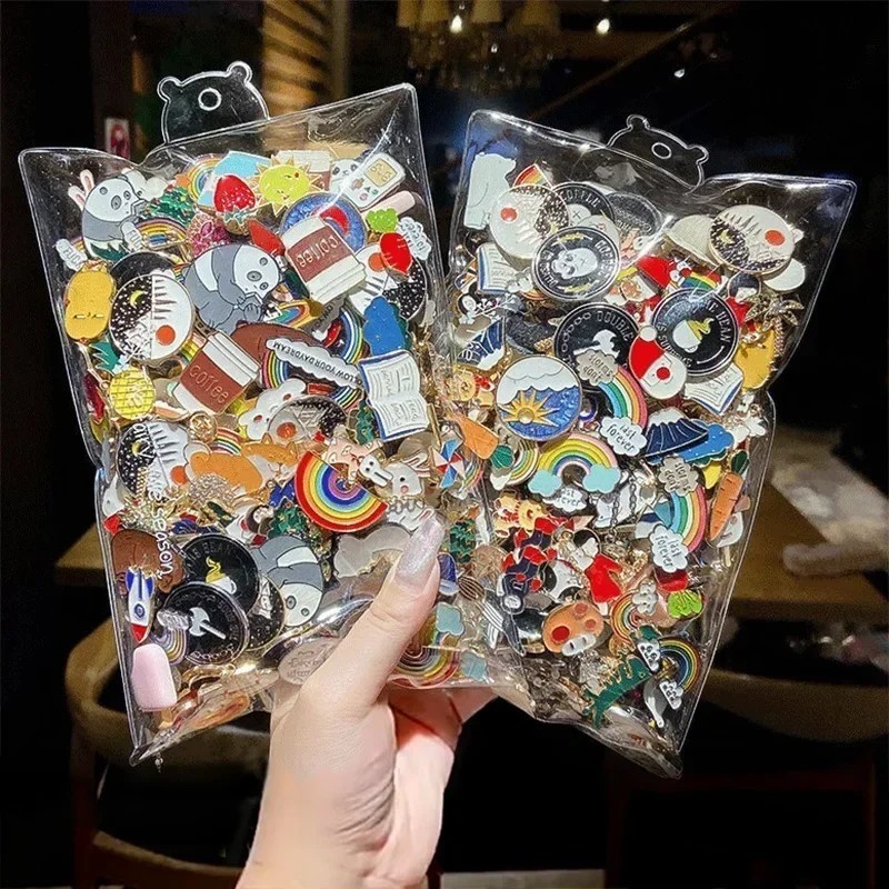 50pcs Random Brooch Pins Enamel Lapel Badge Collar Corsage Jewelry Fashion EDC