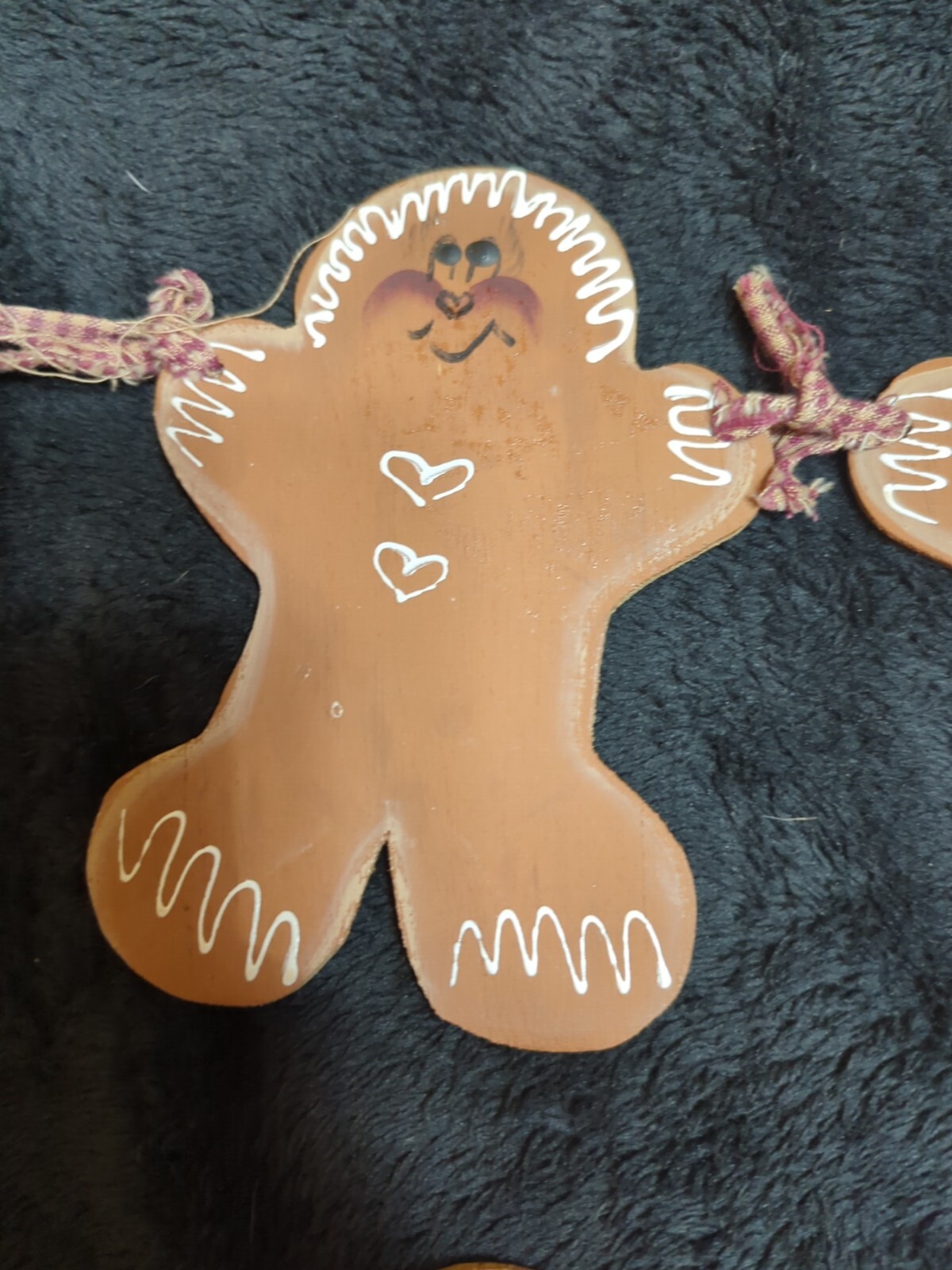 Primitive Rustic GINGERBREAD MAN Basket & Hanging Decorations HAPPY HOLIDAYS