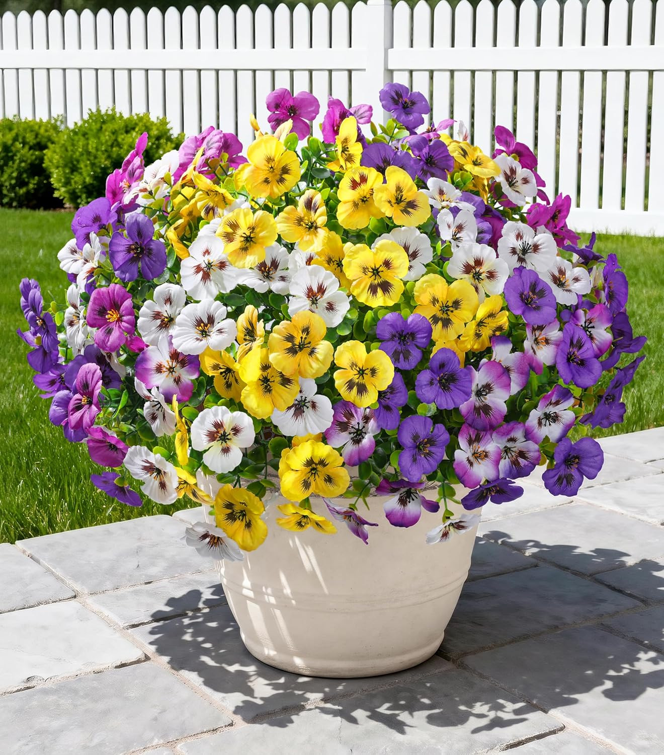 20PCS Artificial Fake Pansy Flowers for Outdoor Spring Summer Decor, Faux Silk M