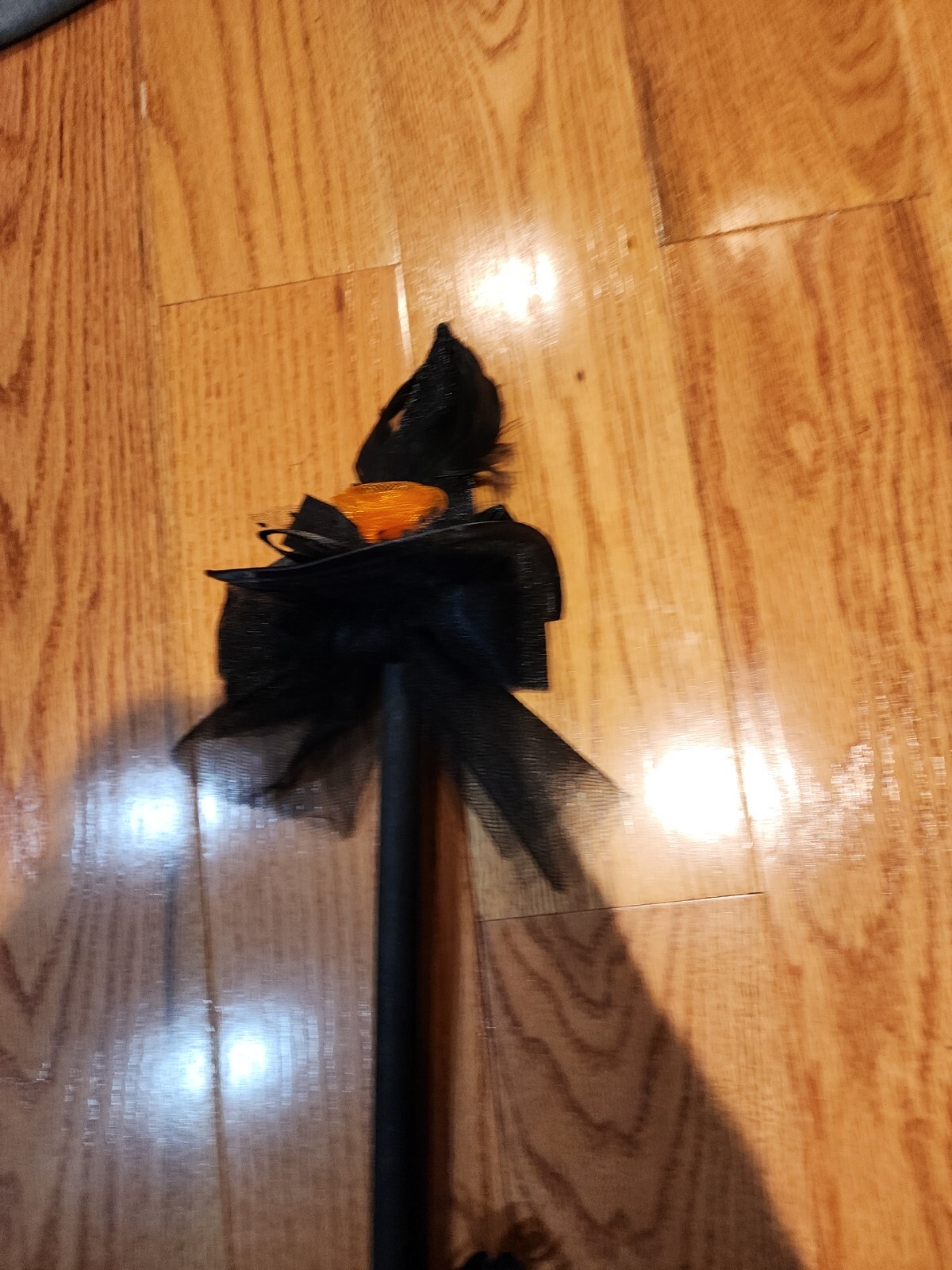 Halloween Decor Witches Broom Black Flowers Ghost Bats 42″ Long Rustic