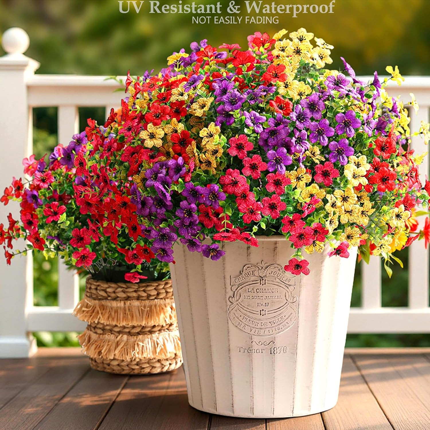 Artificial Flowers for Outdoors,24 Bundles Uv Resistant Artificial Outdoor Flowe