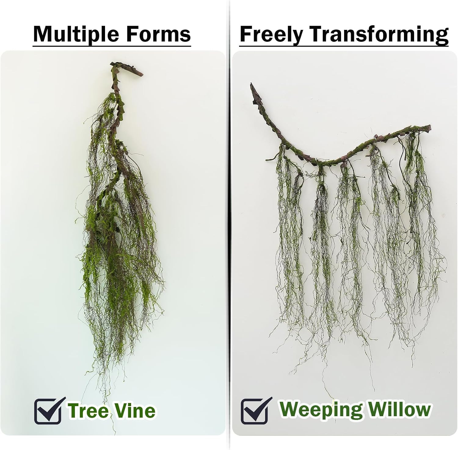 63Inch Curly Faux Weeping Willow Tree Branches Hanging Moss Halloween Decor | Ar