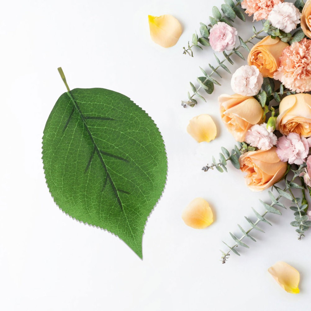 30Pcs Flexible Green Faux Leaves for Crafting Wedding Bouquets and DIY Decor