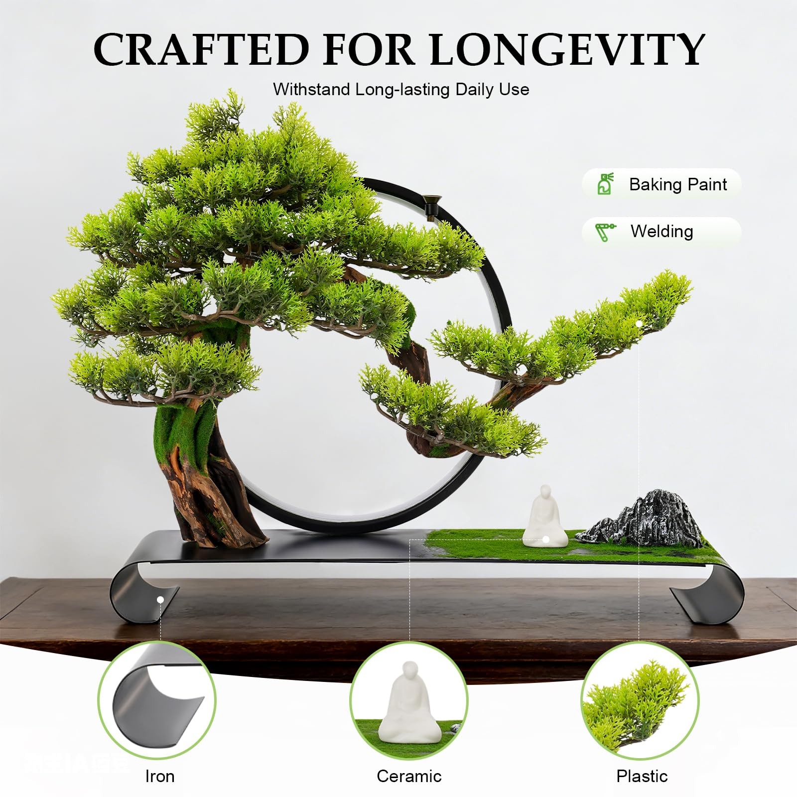 Artificial Bonsai Pine Tree Faux Realistic Simulation Bonsai with LED Lamp Ri…