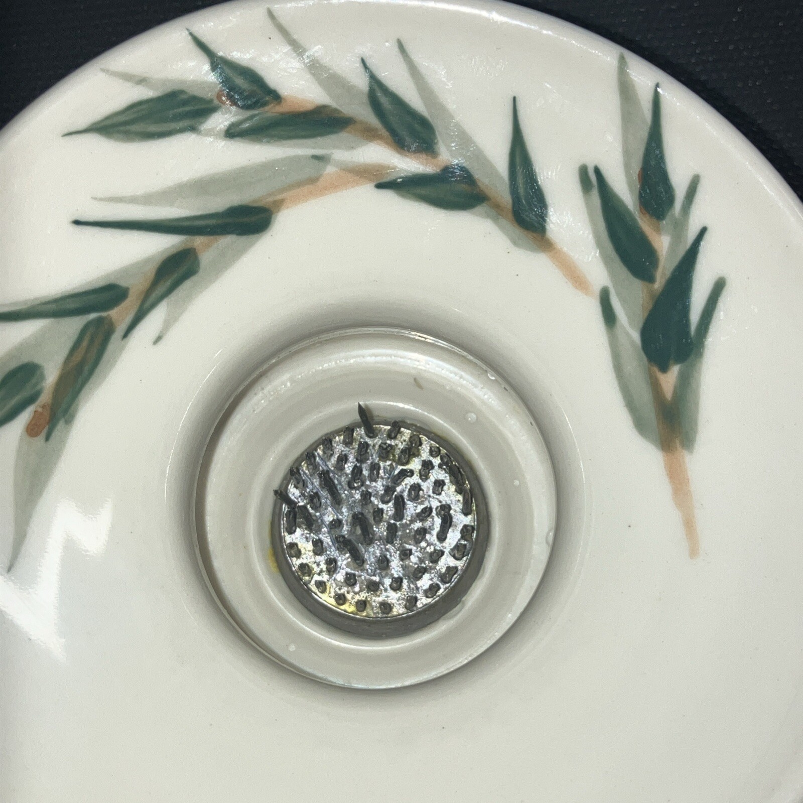 Vintage Flower Holder Porcelain metal