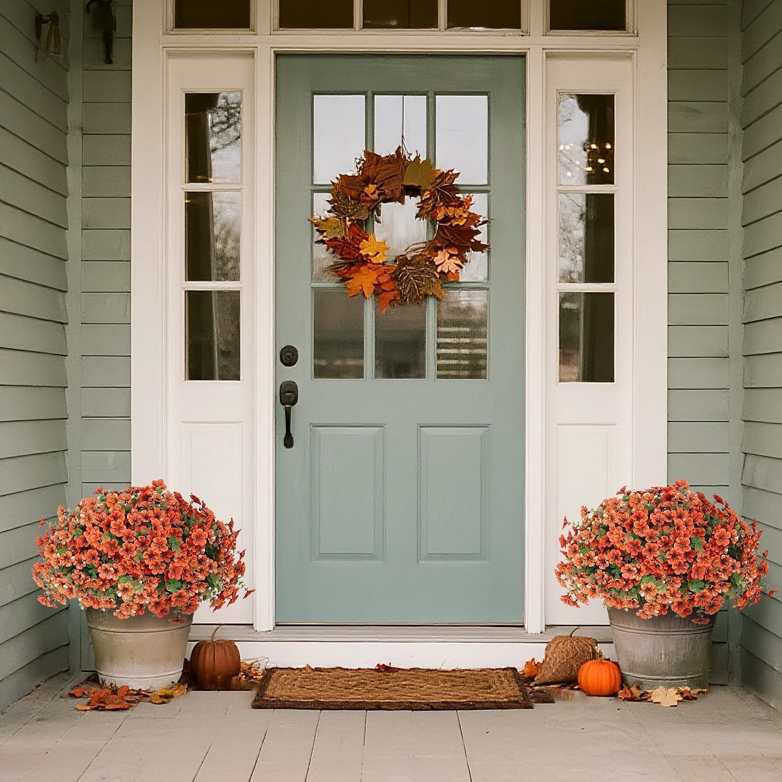 Artificial Flowers for Outdoor Fall Decoration-Faux Flower Petunia with Eucal…