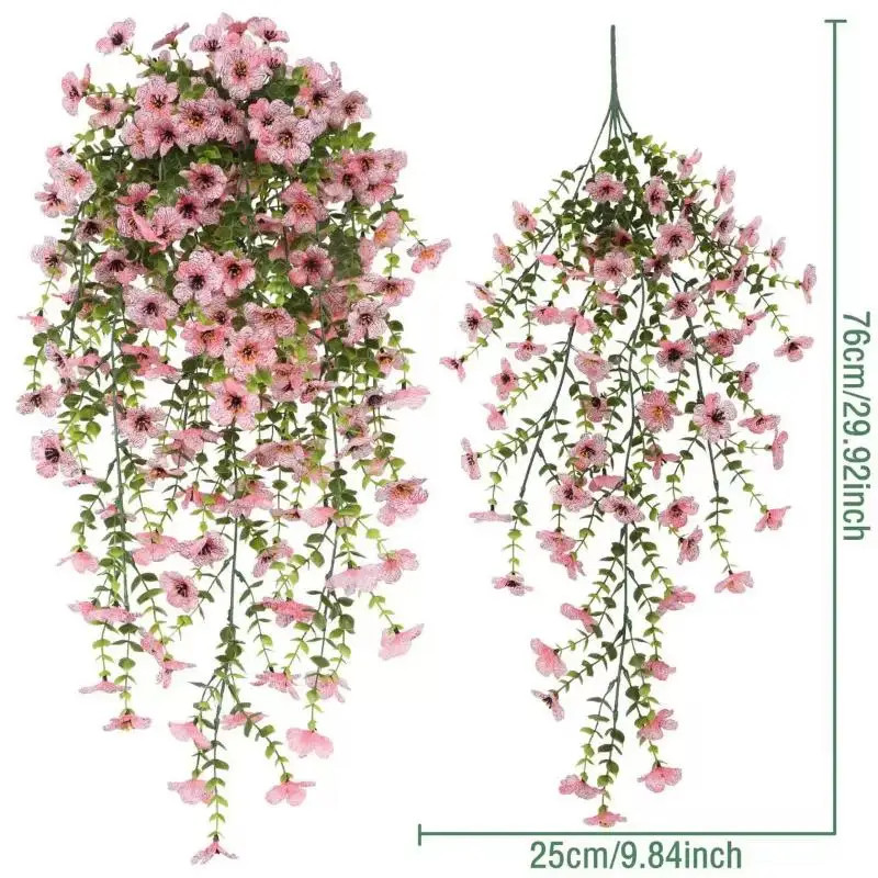 2Pcs Plastic Eucalyptus Fake Plant Decor Daisy Artificial Flowers Hanging Vines