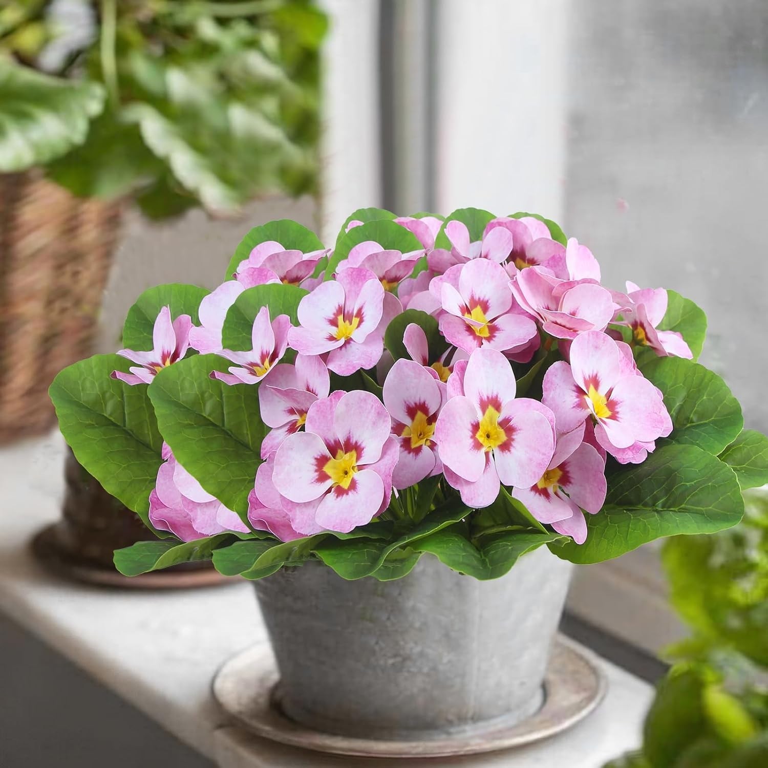 4 Pcs Artificial Flowers Outdoor Silk Pansy Flowers Pink Spring Flowers Pansies