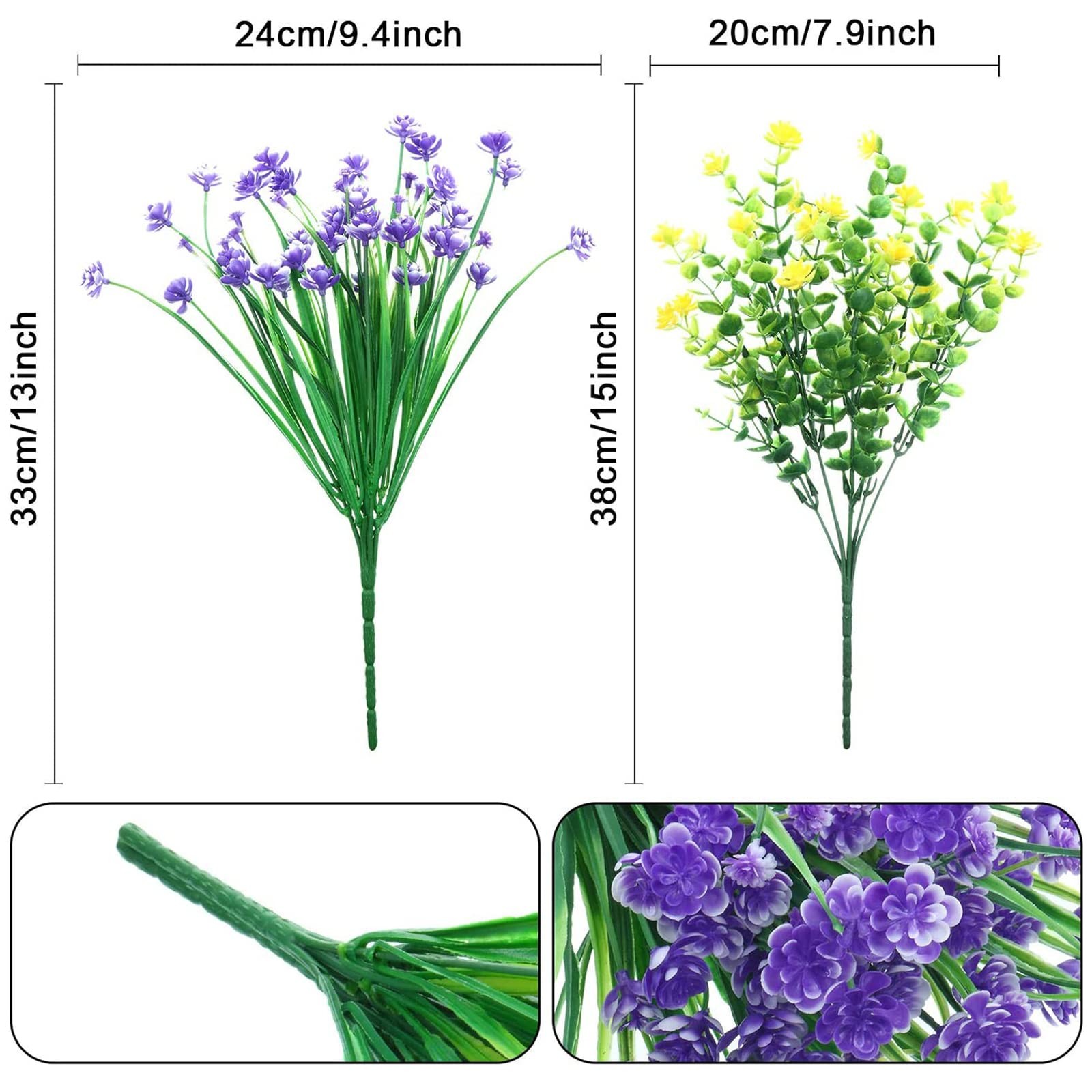 36 Bundles Artificial Flowers for Outdoor, UV Resistant Faux Artificial Plant…