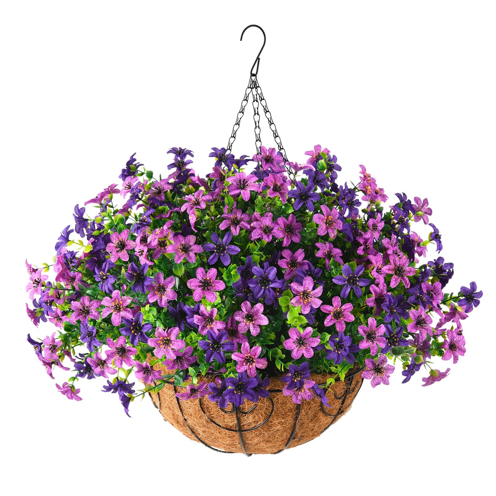 Artificial Flowers Fake Hanging Baskets for Outdoor Spring Summer Decoration,…