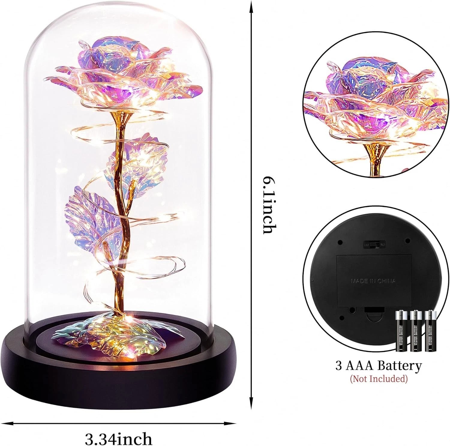Enchanting Glass Dome Rose with LED Light – Perfect Gift for All Occasions