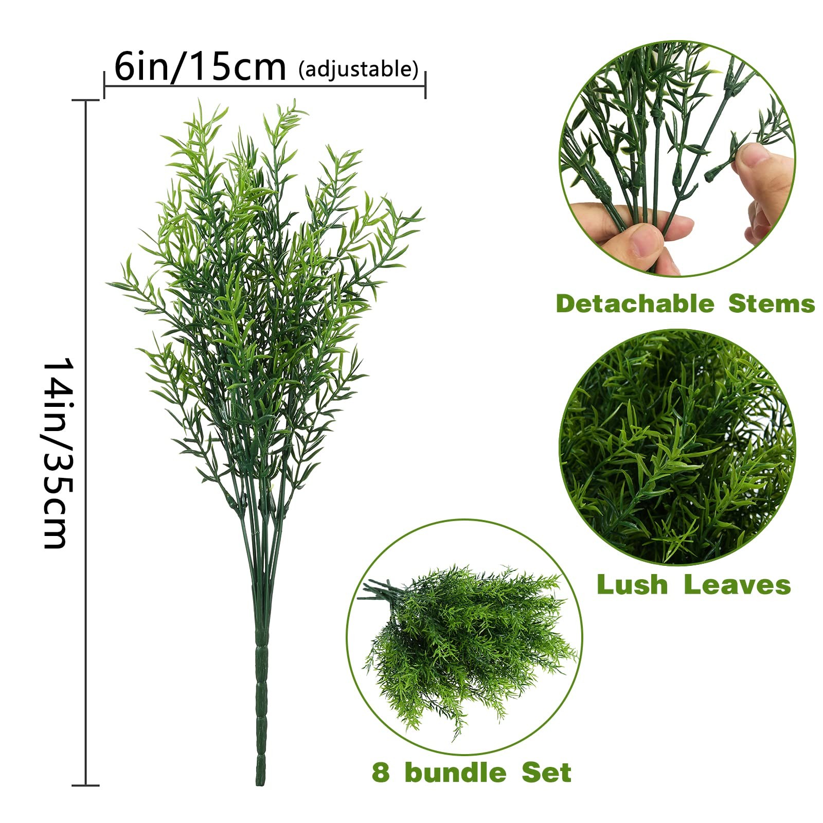 Artificial Plants Flowers Grass Shrubs 8 Pack No Fade Faux Plastic Flowers Ou…