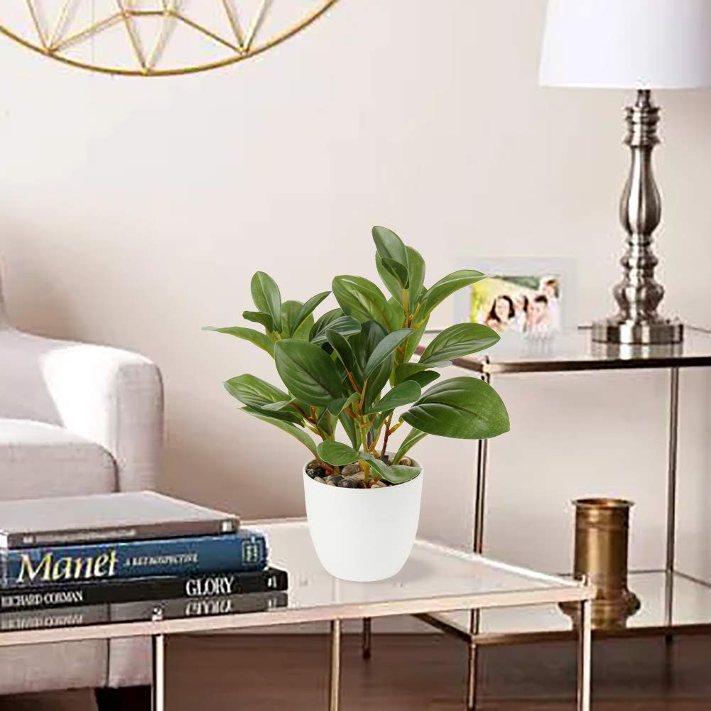 Potted Artificial Mini Camellia Small Fake Plastic Desk Plant with Vase