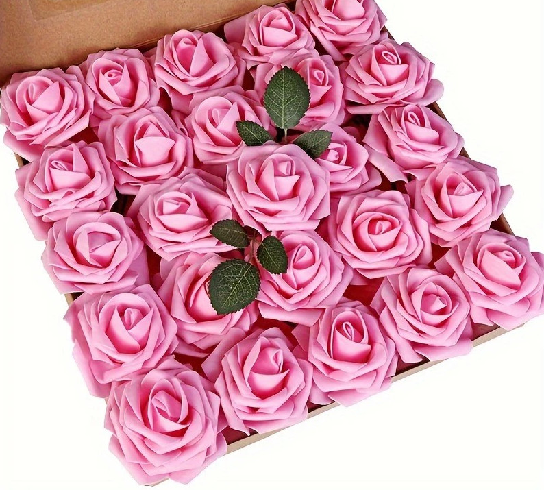 25pcs Artificial Rose Flowers with Stems for DIY Wedding Home Decor NEW