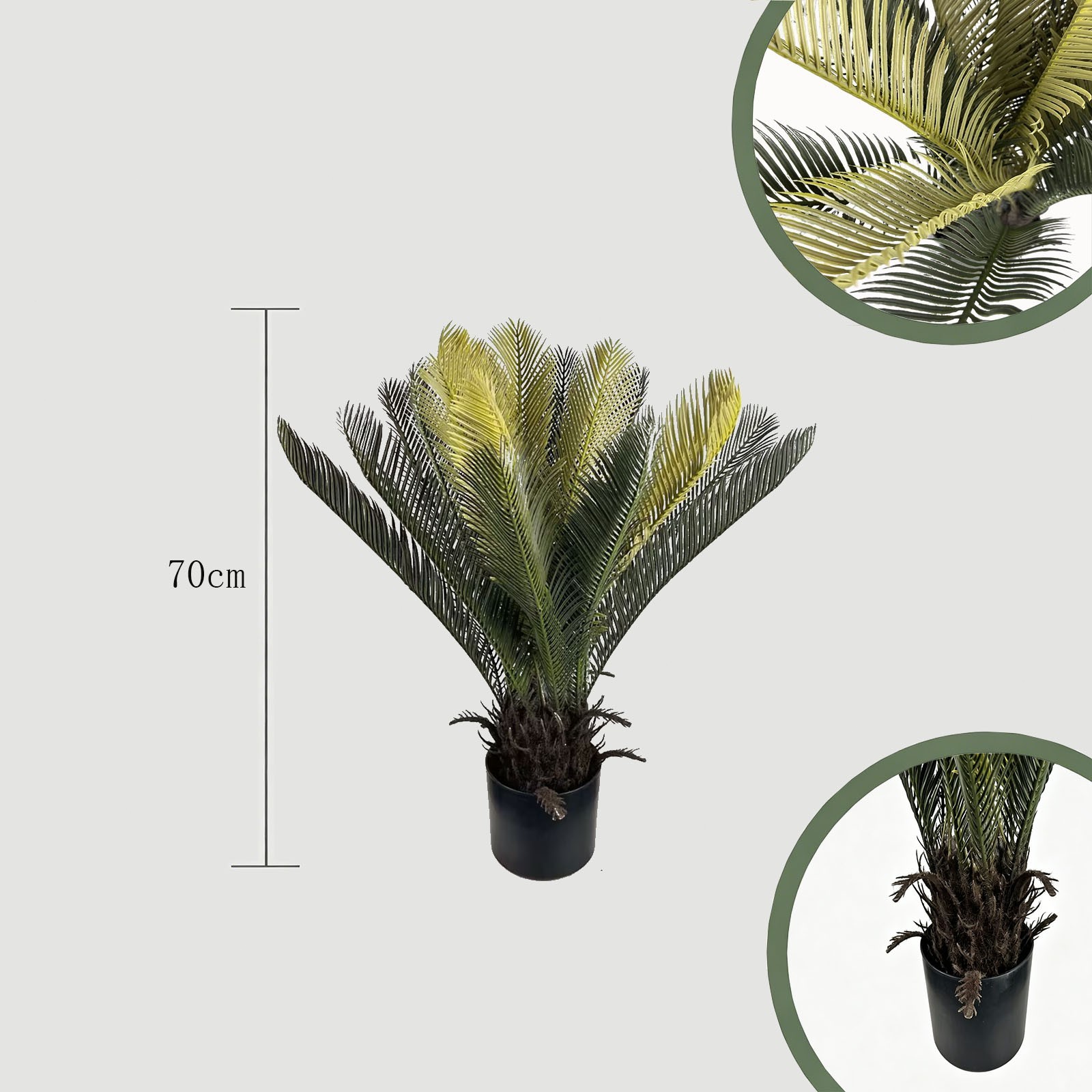 2Pack 70cm Artificial Sago Palm Cycas Plant Potted Lifelike Cycad for Home Decor
