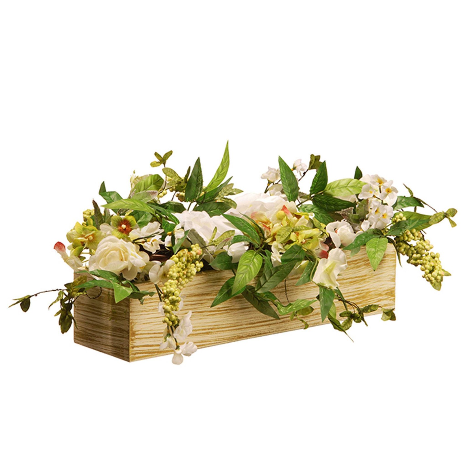 22 in. Spring Candleholder Table Decoration with Flower Blooms, Berry Clusters,