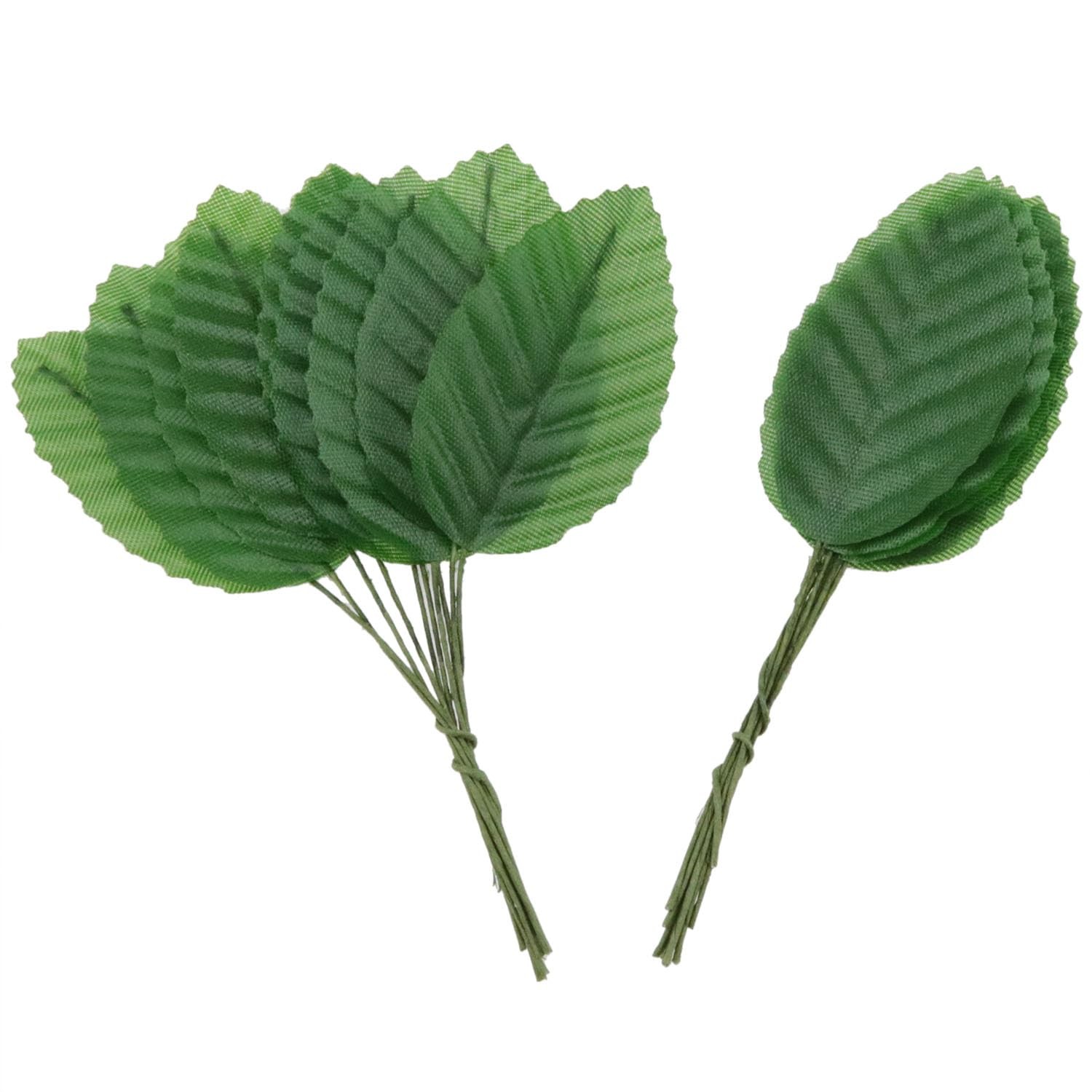 200PCS Artificial Silk Green Leaves 11cm Fake Faux Wired Single Leaf Green Ar…