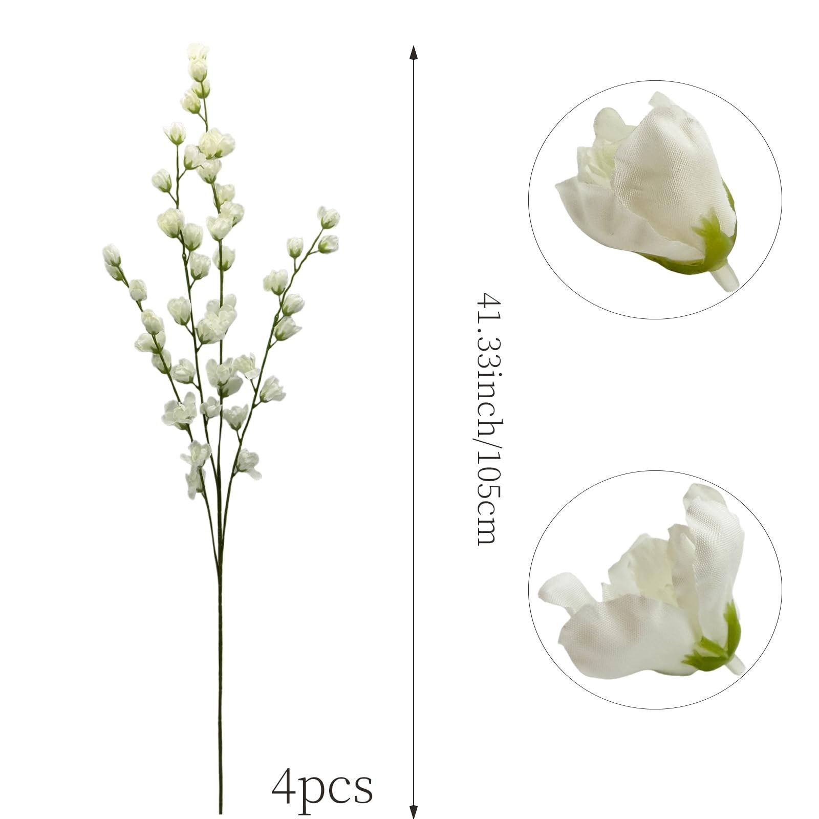 Artificial Forsythia Branches Fake Wildflowers White 41″ Silk Flowers with Lo…