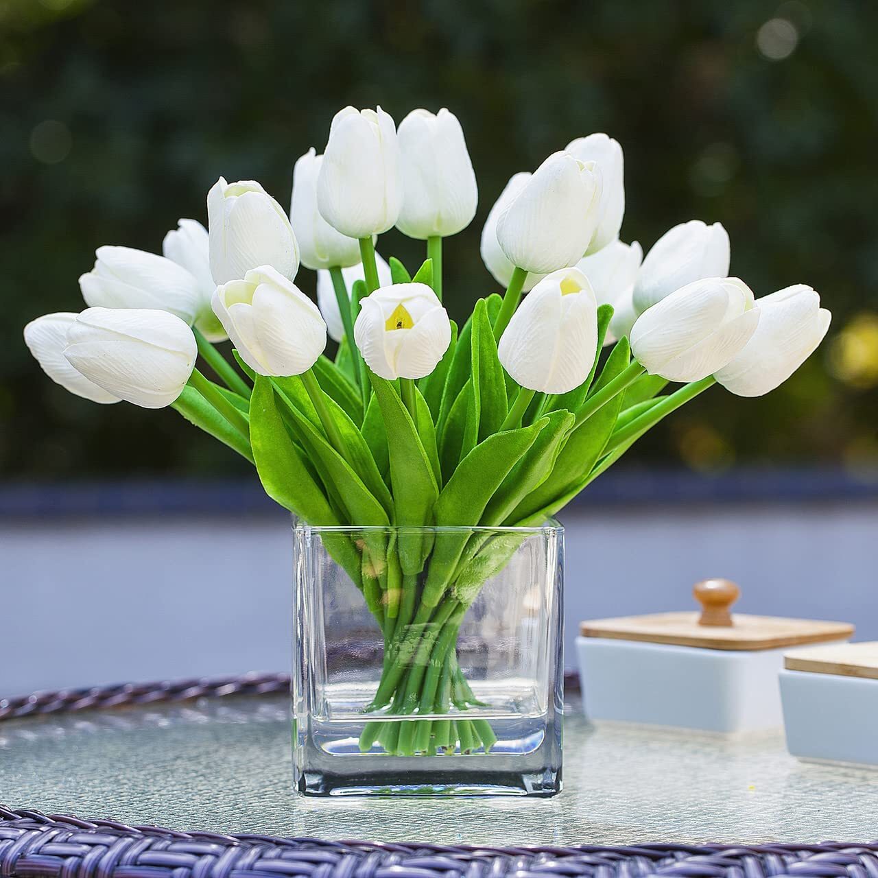 20 × White Artificial Tulip Fake Flowers Real Touch Gifts Wedding Home Decor USA