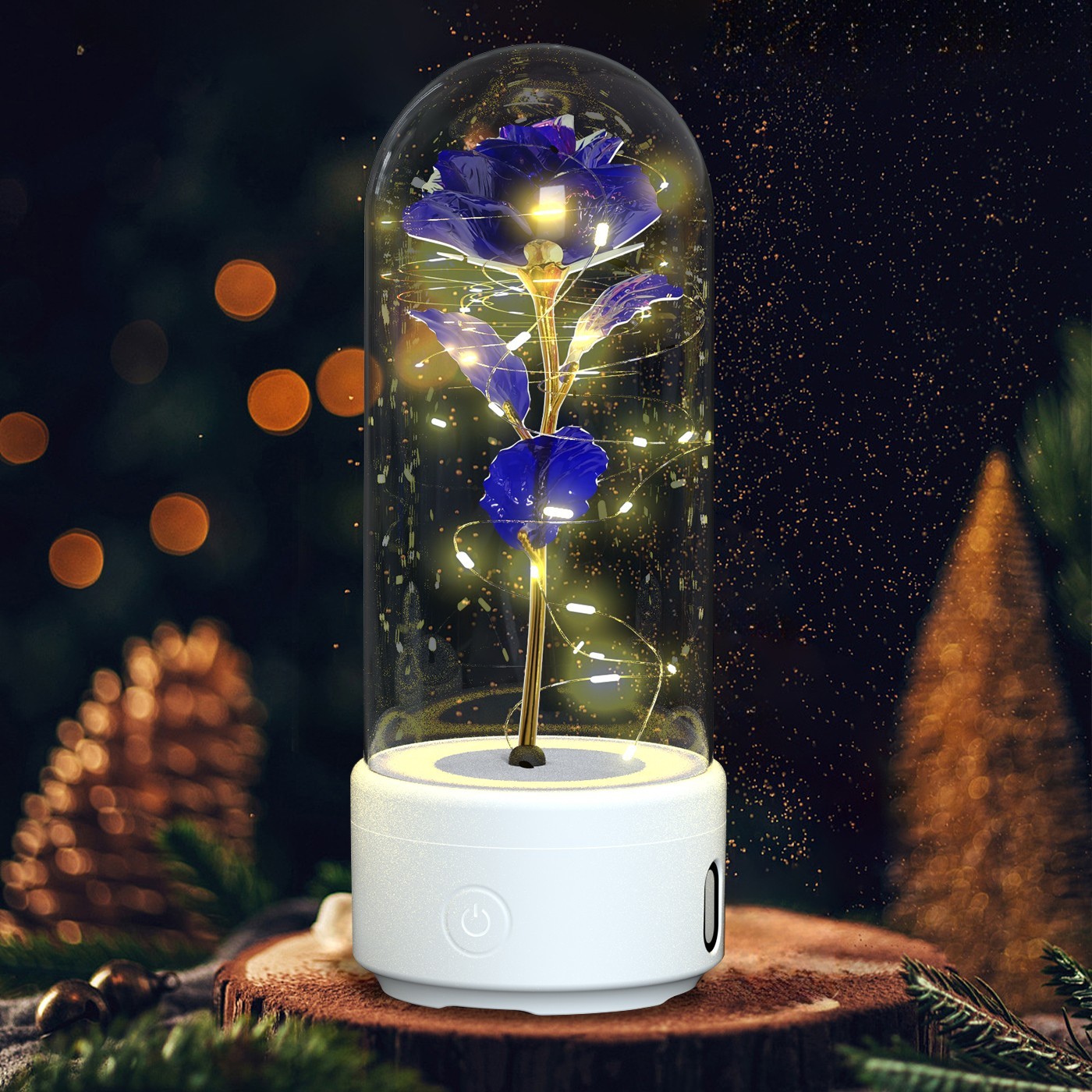 Eternally Enclosed Rose Flower – Featuring LED Lights and Bluetooth Speaker