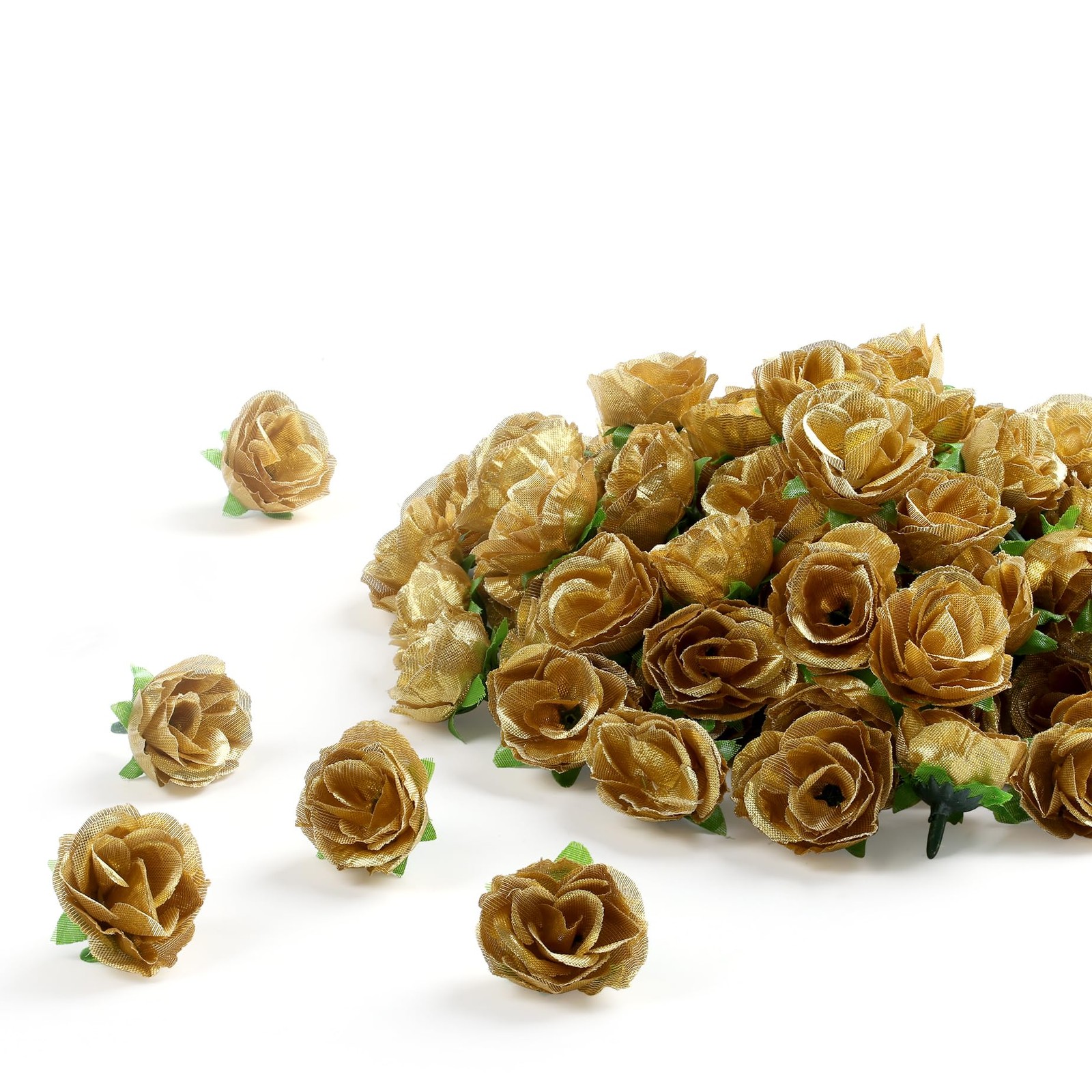 100 Pcs 1.3 inches Mini Golden Rose Head Golden Roses Artificial Flowers for …