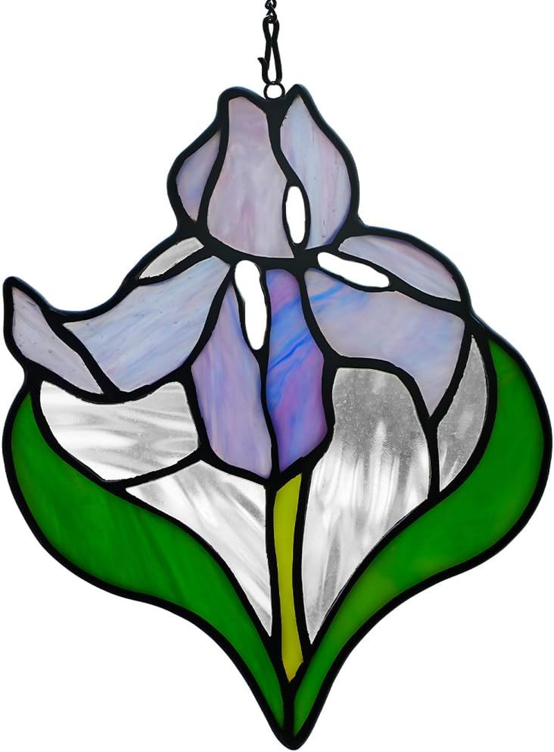 Iris Flower Stained Glass Window Hangings,Iris Flower Gifts for Women,Artificial