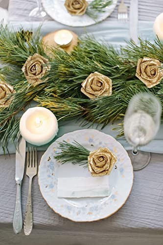 30 PCS Gold Glitter Foam Roses – Fake Flowers for Wedding, Home Decor, DIY Cente
